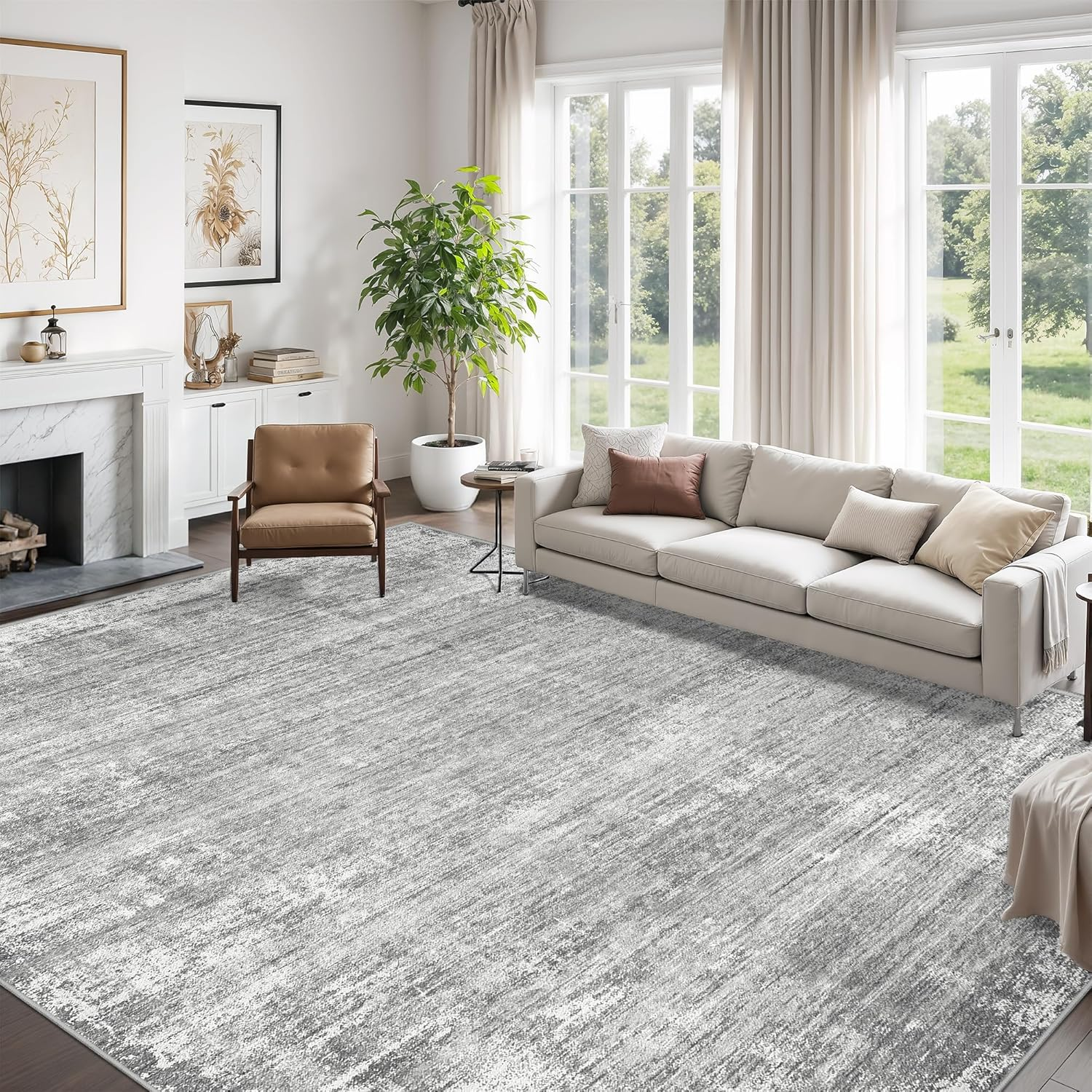 8X10 Area Rugs for Living Room, Non-Slip Backing Washable Rug, Modern Abstract A