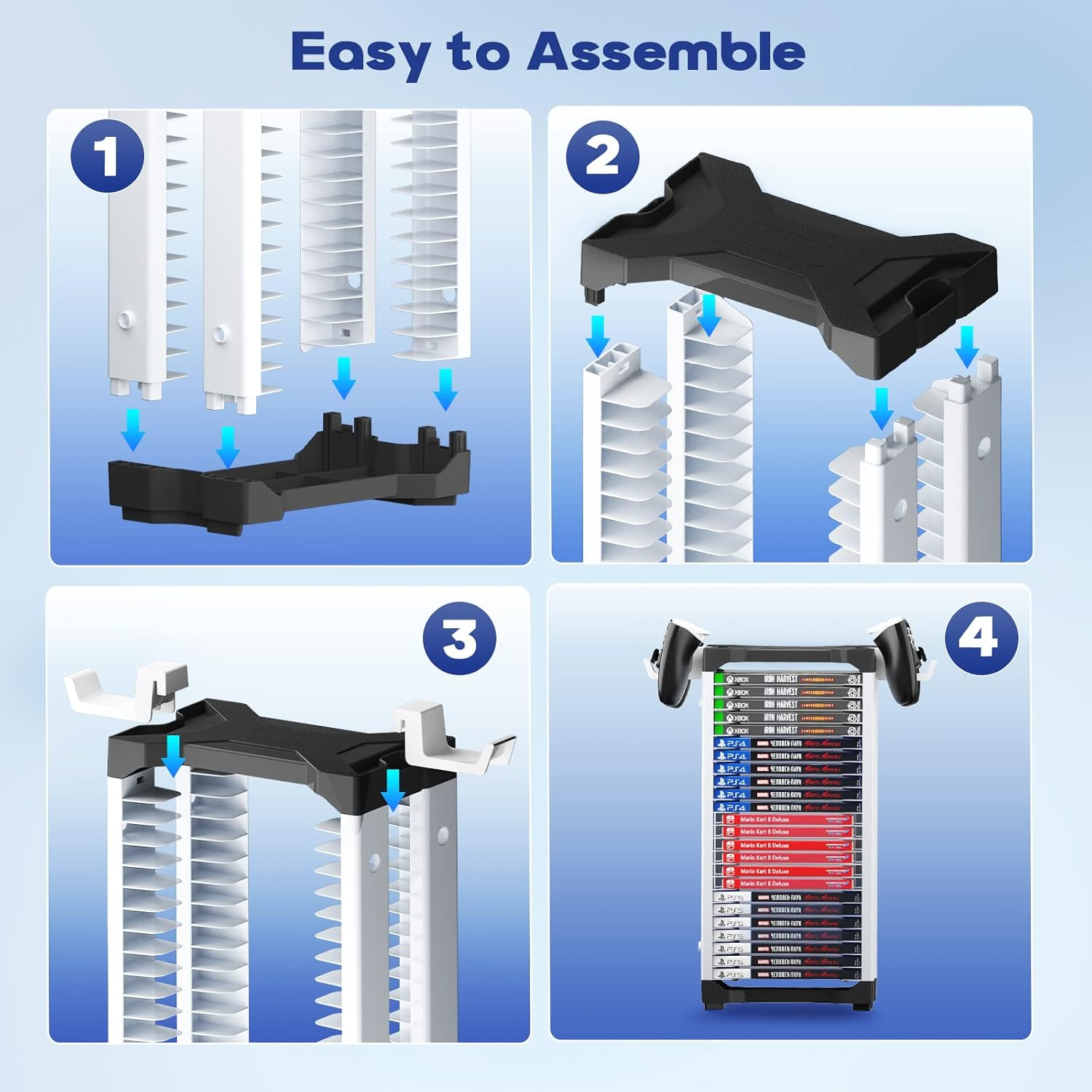 Nargos Video Game Storage Tower for PS5/ PS4/ PS3/ PS2/ Xbox One/Xbox 360 and... - Picture 4 of 14
