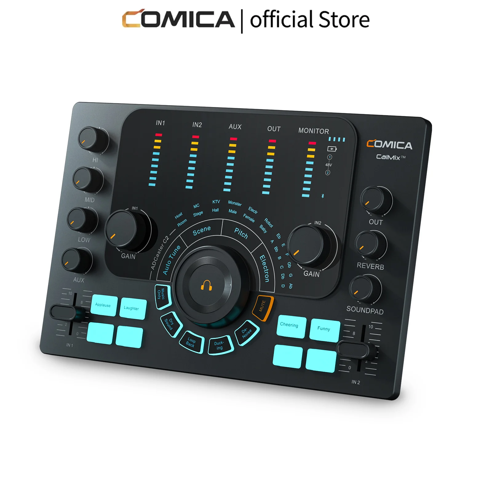 ADCaster C2 Audio Interface Streaming/Podcasting/Recording Multi-functional Audio Mixer for Computers