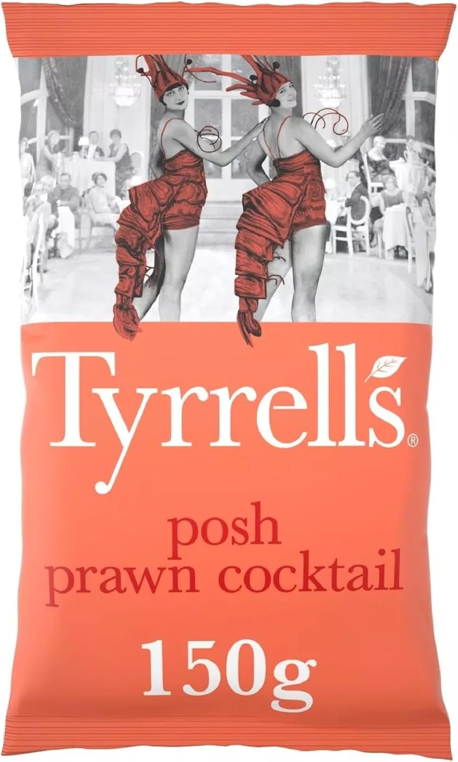 Tyrrells Crisps POSH PRAWN COCKTAIL 150g Sharing Bag - Hand-cooked & spun for an exquisite fresh taste. No artificial ingredients (No artificial flavour, colours or MSG)