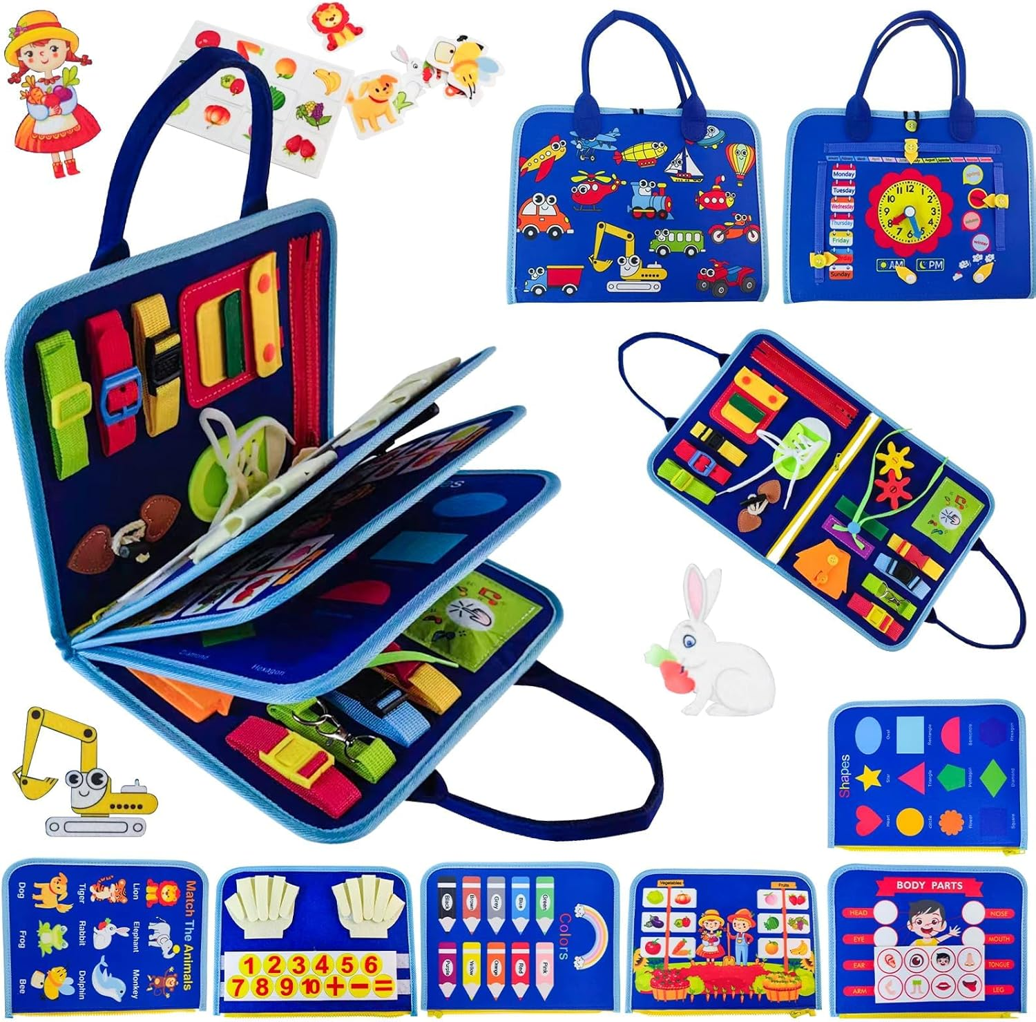 Montessori Busy Board for Toddlers | 8-in-1 Sensory Learning Toy for Ages 1–5
