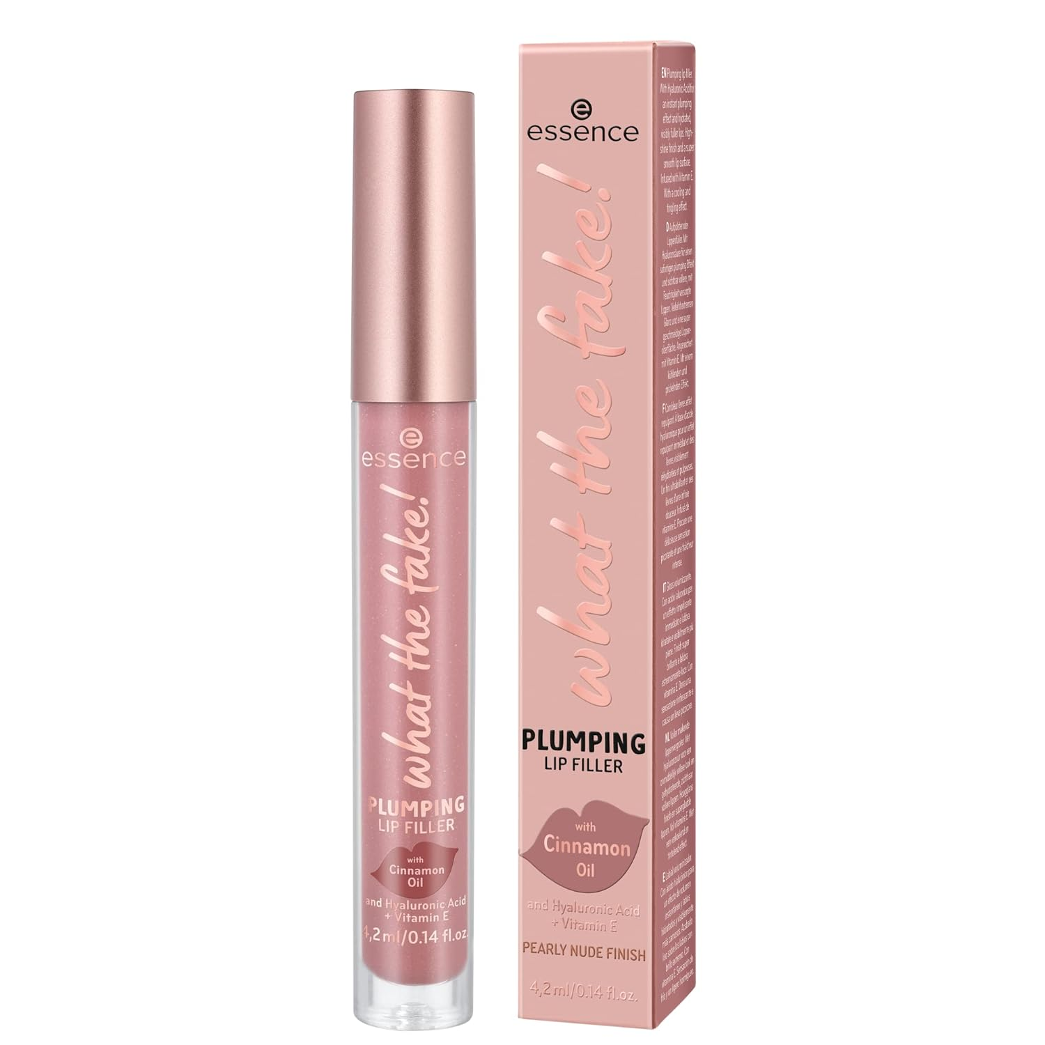 Essence | What the Fake! Plumping Lip Filler | Volumizing Lip Gloss Made with Hyaluronic Acid and Vitamin E | Vegan & Cruelty Free, Gluten Free | Free from Fragrance & Parabens (02 | Oh My Nude!)