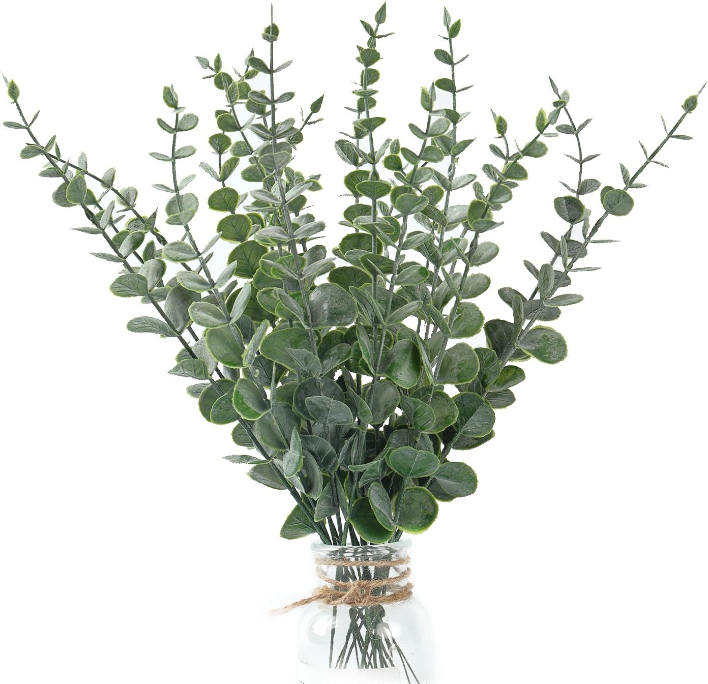 20PCS Artificial Eucalyptus Stems, Faux Silver Dollar Eucalyptus Leaves, Realistic Greenery Branches for Vase Filler, Wedding Greenery, Farmhouse Home Decor, Shower Eucalyptus Decoration