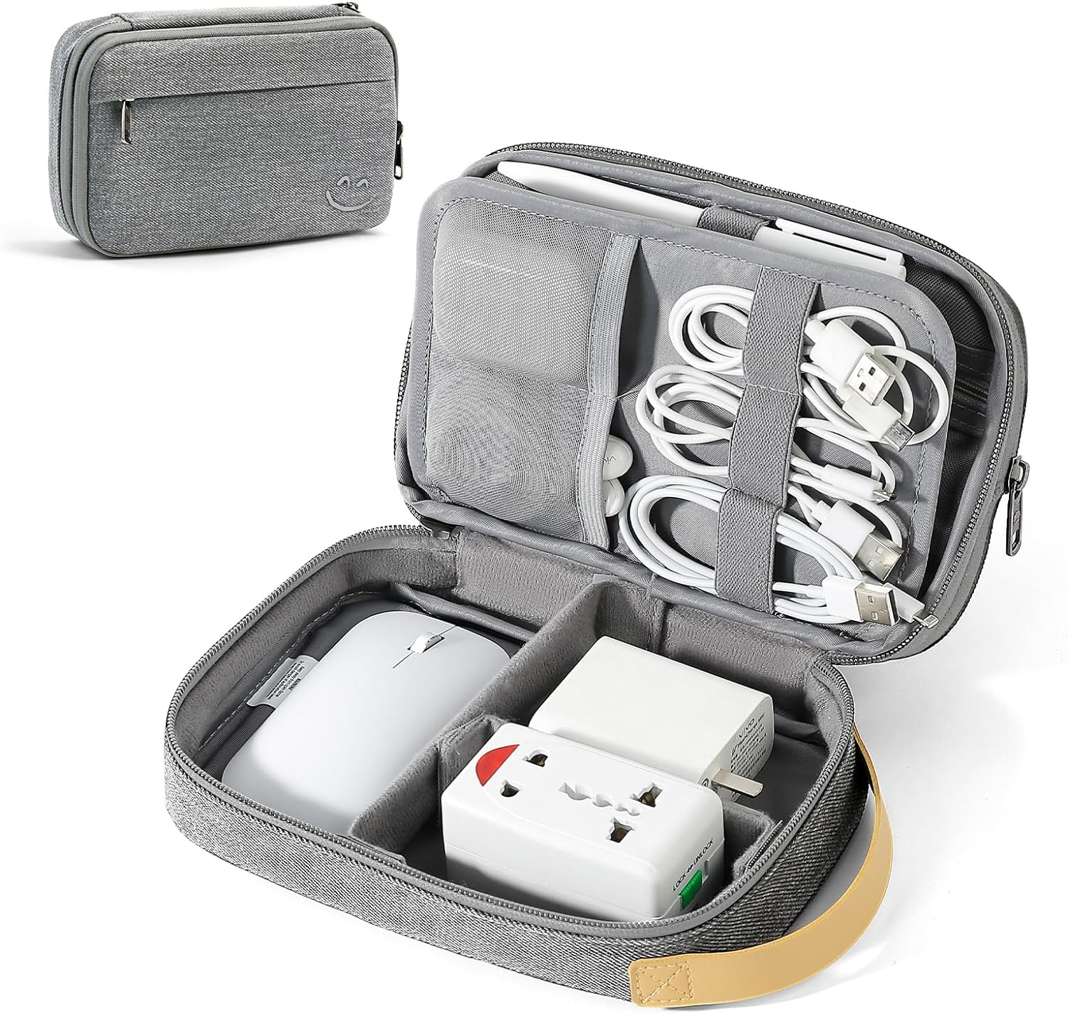 Travelkin Travel Electronic Cord Organizer Travel Case, Travel Cable Organizer Bag for Charger, Phone, Sd Card, Sim Card, Earphone, Usb Drives(Grey)