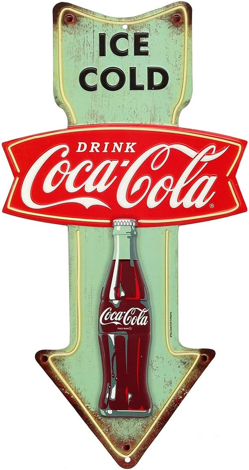 Coca-Cola Vintage Embossed Metal Sign for Kitchen or Man Cave Decor
