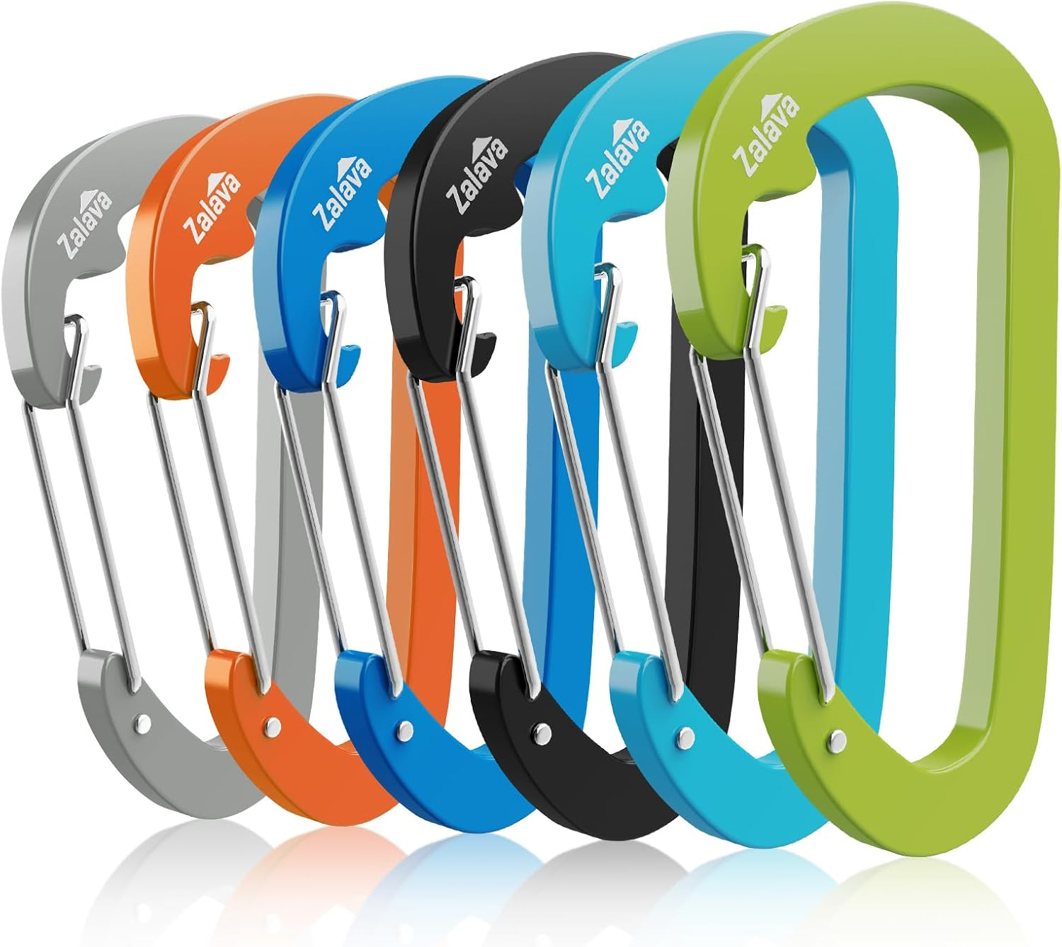Wiregate Karabiner Schnellverschluss, Mit 10Kn Schwerlast, Aus Flugzeug Alu, D Form Clip Set Für Camping, Wandern, Angeln, 6 Pcs