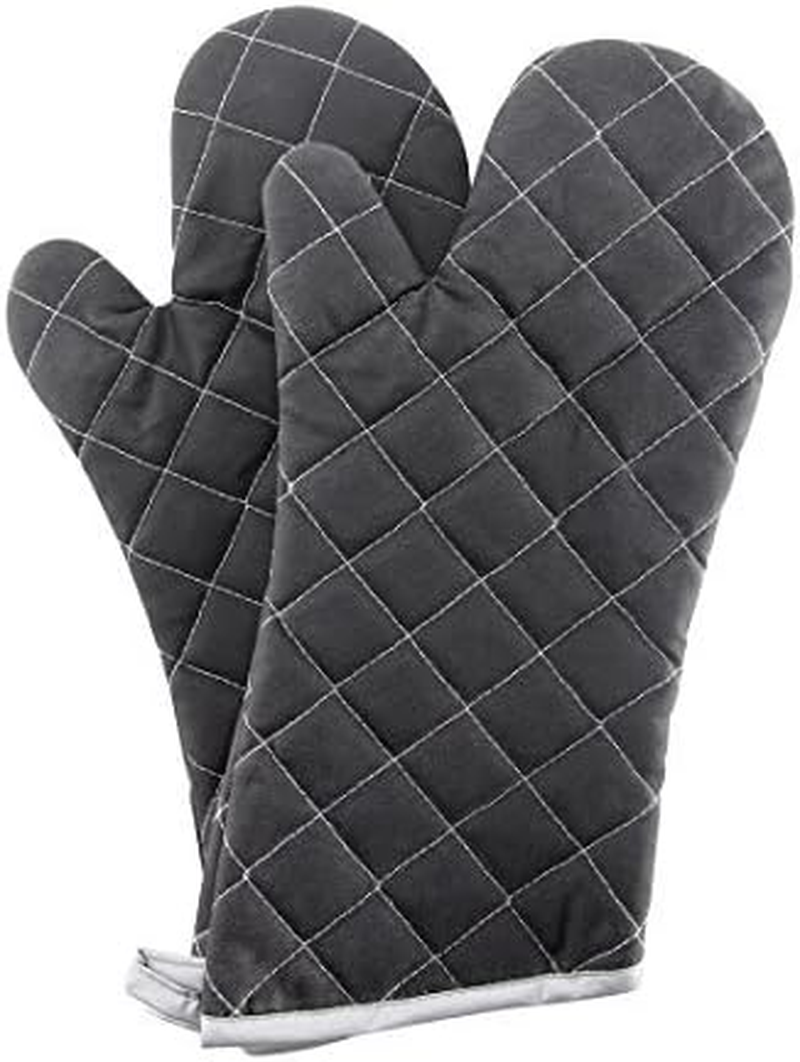 Oven Mitts Heat Fire Resistant Oven Mitts 425 ° F, Quilted Terry Cloth Cotton Soft Lining Oven Gloves, Extra Long Kitchen Mittens for Cooking Baking