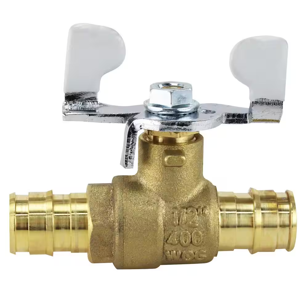 1/2 In. Brass PEX-A Barb Ball Valve with Tee Handle