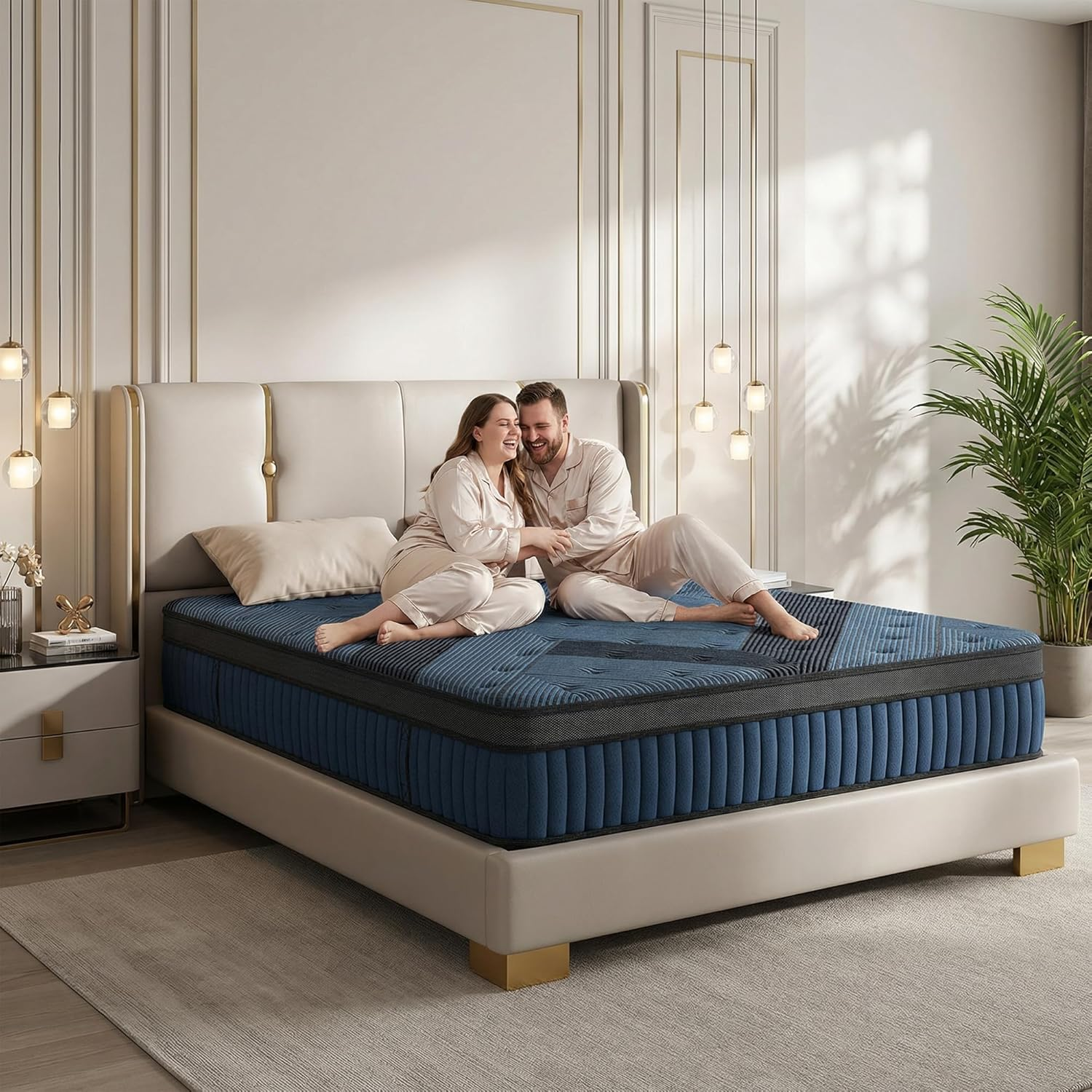 10″ King Hybrid Mattress with Breezpet Layer – Soft & Supportive, Cooling Airflow Foam + Pocket Coils,Motion Isolation, Certipur-Us, Fiberglass-Free, Suitable for 130 Lbs – 230 Lbs