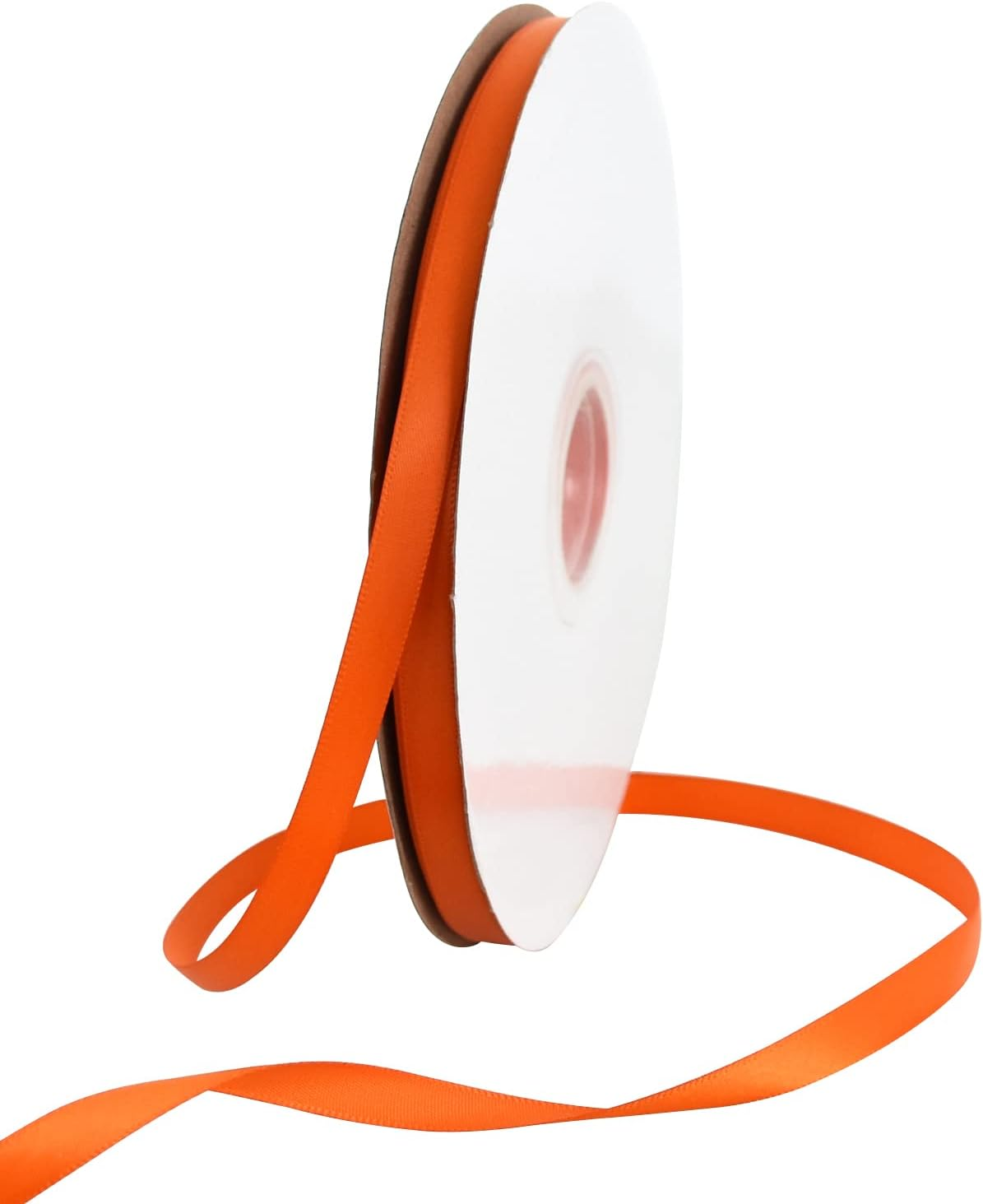 3/8 Inch x 100yds Orange Satin Ribbon Thin Solid Fabric Ribbons for Gift Wrapping Floral Balloons Craft Sewing Party Wedding Popsicles Decoration Valentine's Day Bouquet Thanksgiving