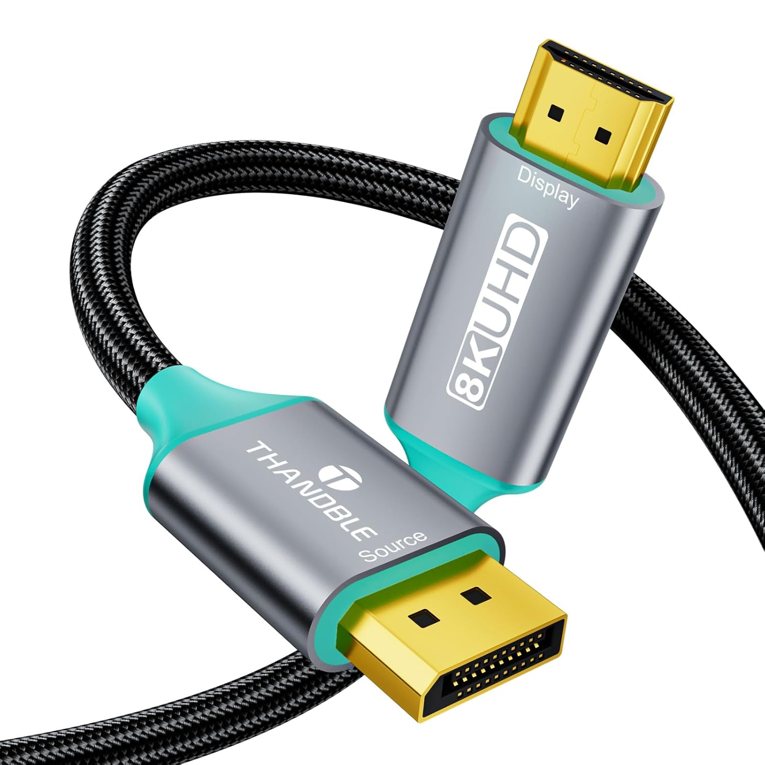 Displayport 1.4 to HDMI 2.1 Cable 10FT [8K@60Hz,4K@120Hz] Unidirectional Braided Display Port to HDMI 2.1 Cable, DP to HDMI Support HDR HDCP 2.3 for Monitor, Graphics Card, PC