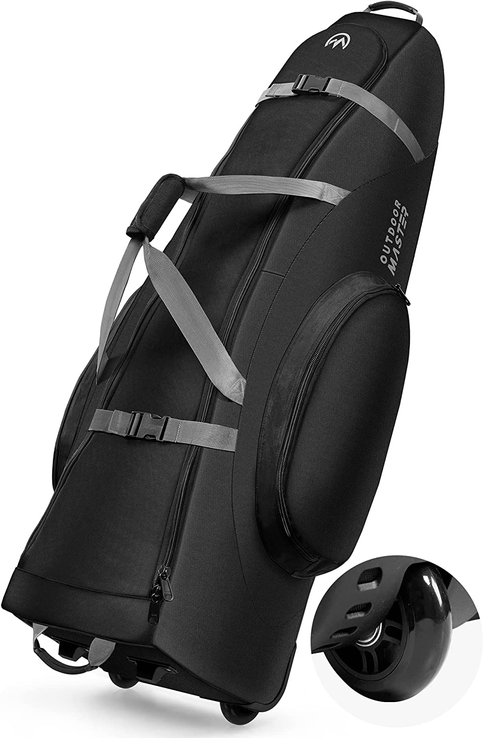 Padded Golf Club Travel Bag with Wheels, 900D Heavy Duty Oxford Golf Travel Case, Soft-Sided Golf Club Bag, Shoes and Accessories Compartment
