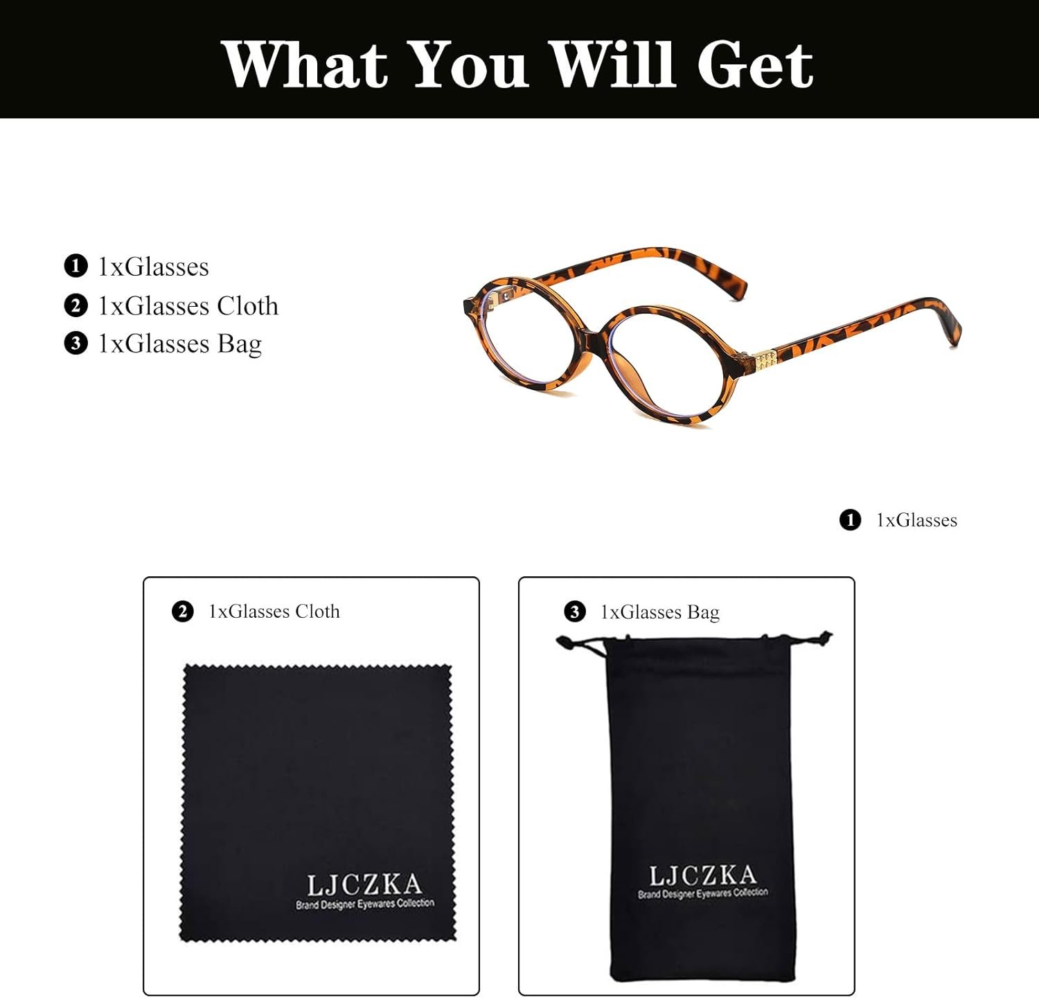 LJCZKA Oval Blue Light Glasses for Women Men Computer Glasses Oval Frame Anti... - Picture 6 of 20
