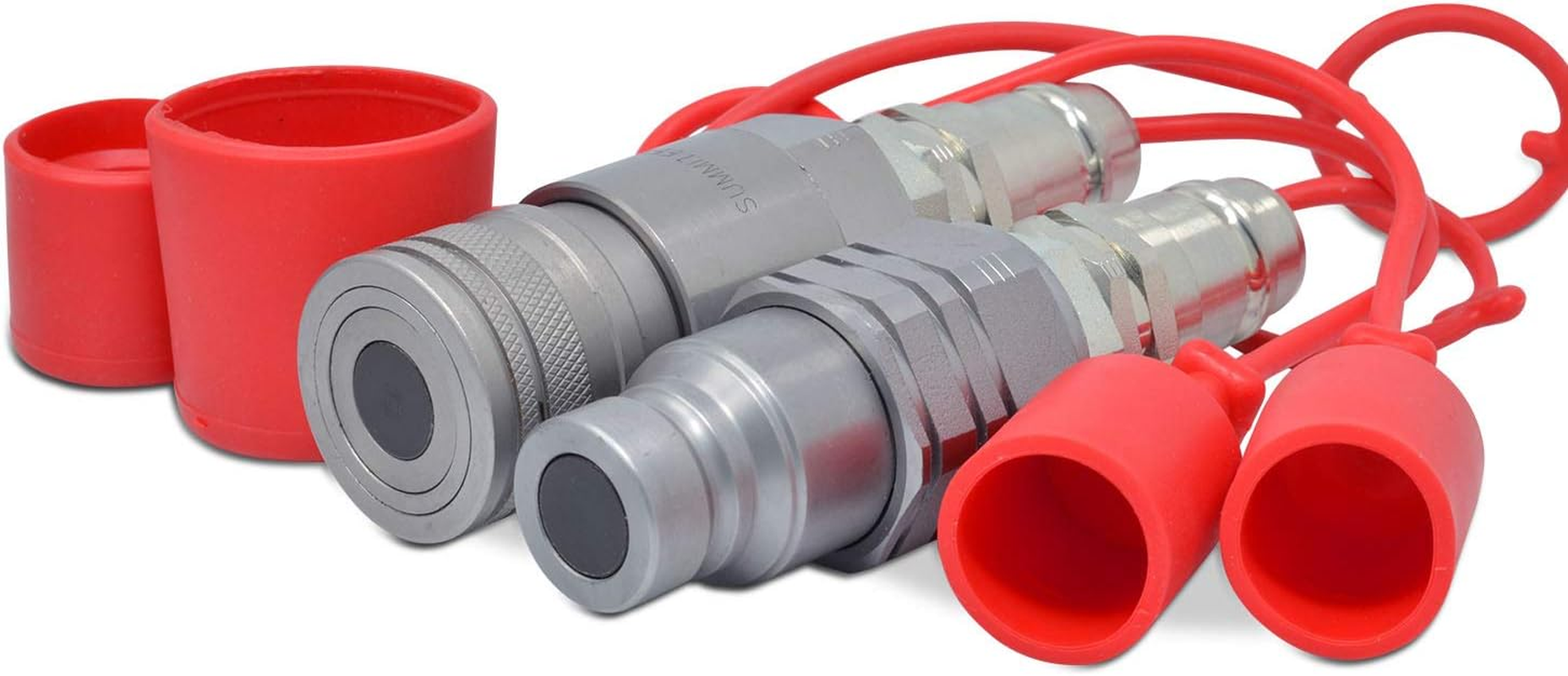Flat Face 16028 to Ag ISO 5675 Pioneer Male Style Coupler Skid Steer Adapter Set