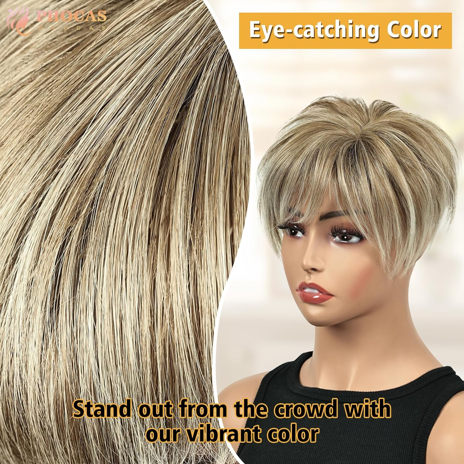PHOCAS Short Hair Toppers for Women Blonde Hair Topper with Thining Hair Fluf... - Picture 8 of 15