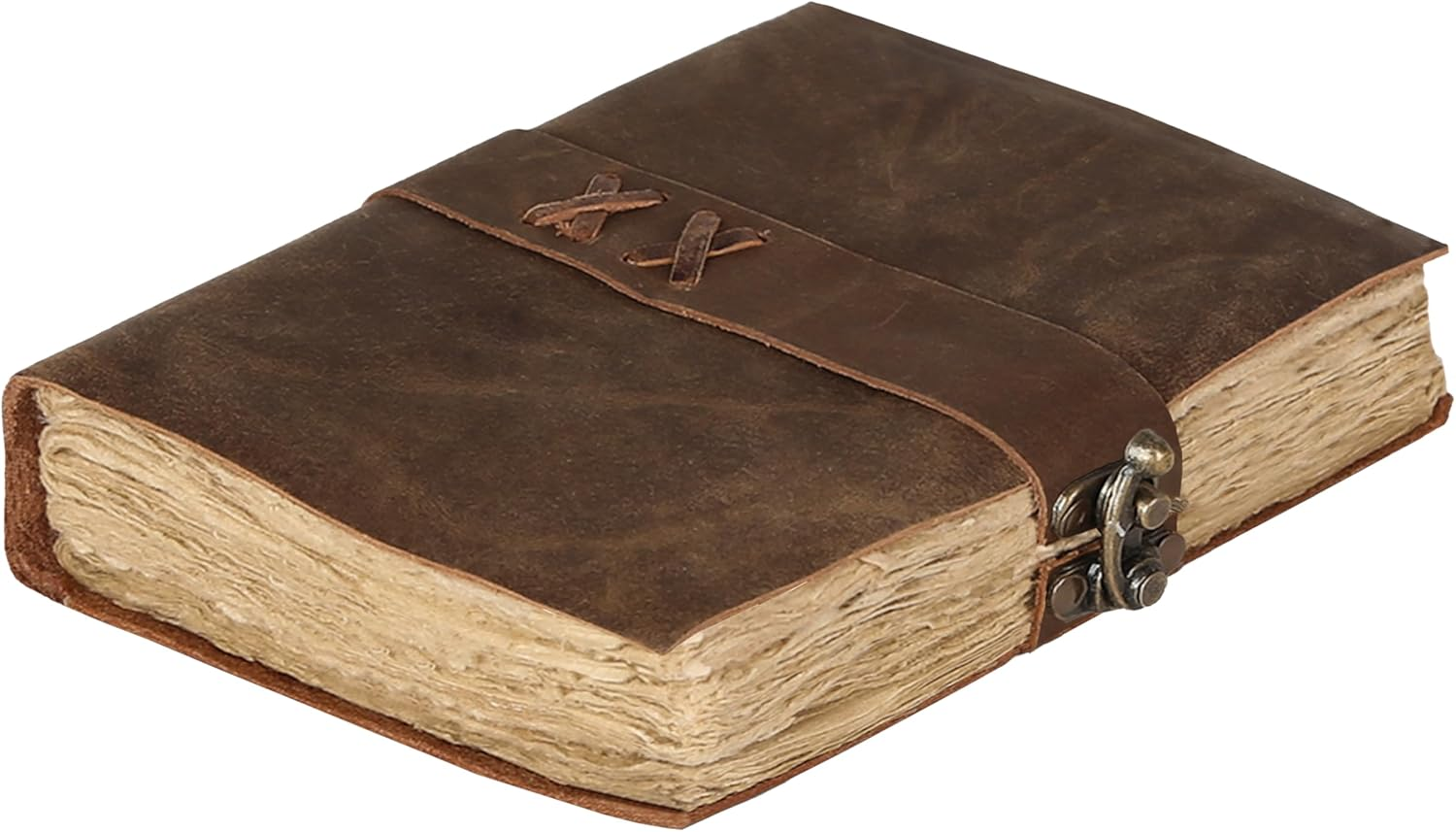 Vintage Leather Journal Handmade Buffalo Deckle Edge Paper – Leather Bound Journal for Women Men Vintage C-Lock Closure Ideal for Writing & Travel for Artists