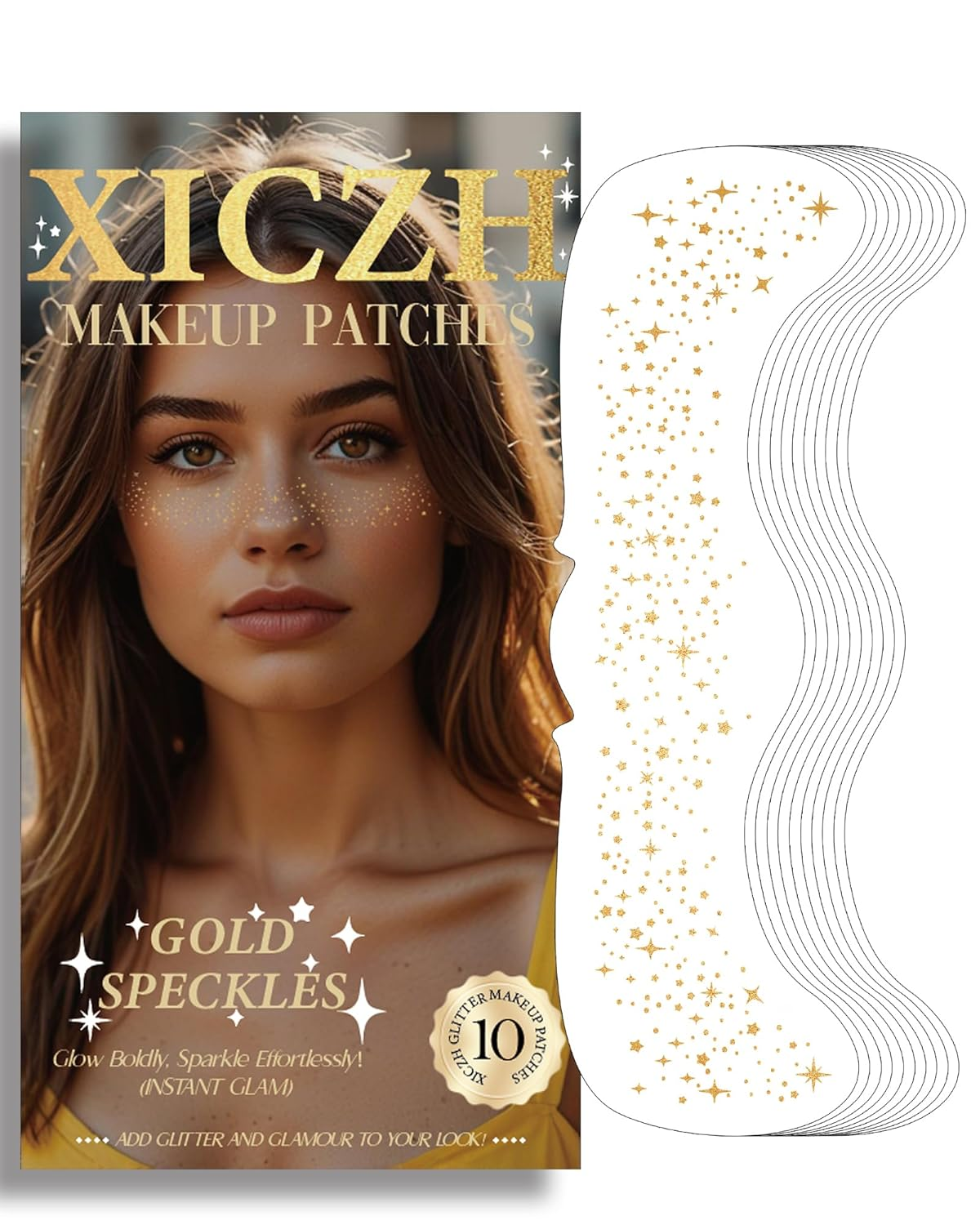 Gold Glitter Freckles Temporary Face Tattoos 10