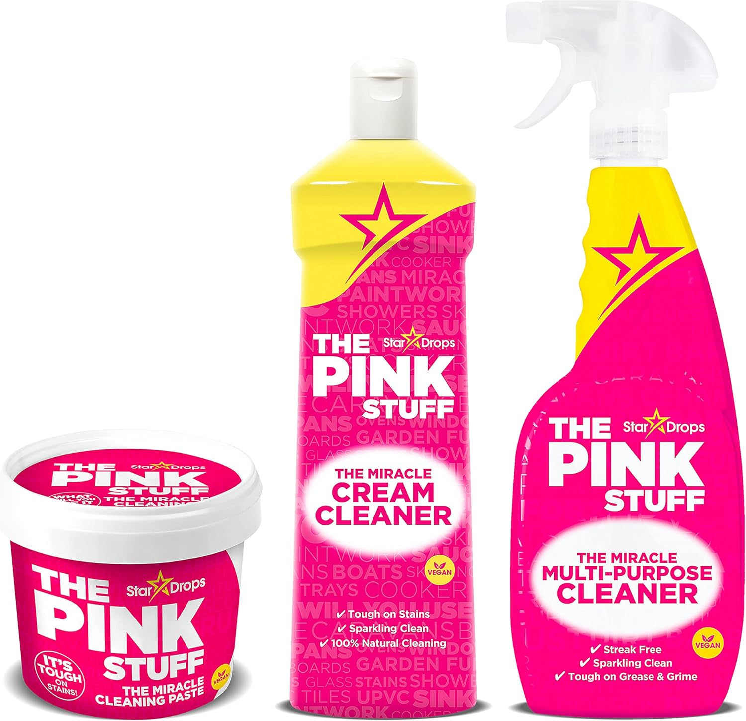 the  Miracle Cleaning Bundle – Multi-Purpose Paste, Spray & Cream Cleaner (3-Pack) – Tough on Stains, Gentle on Surfaces
