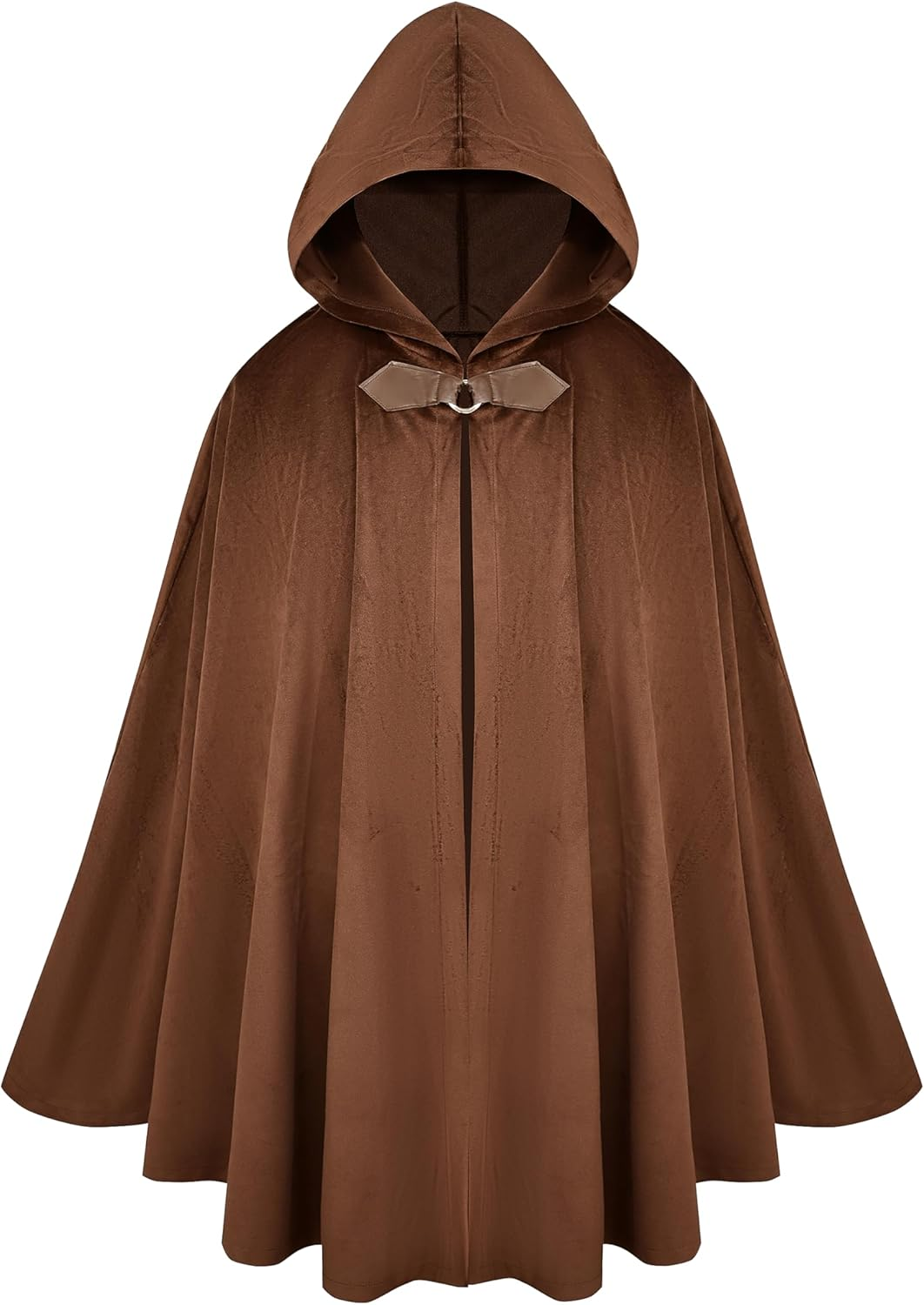 Renaissance Hooded Green Cloak Medieval Velvet Cape with Hood Men Women Capelet 