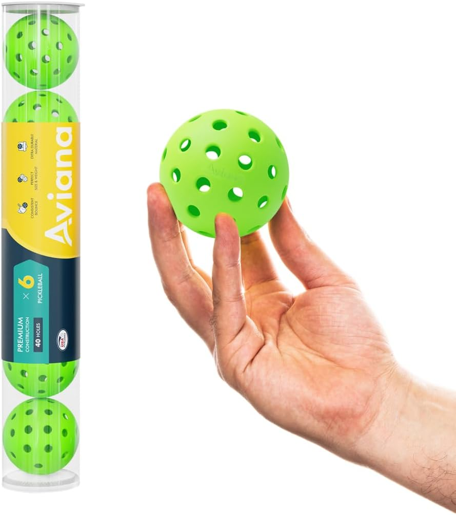 Aviana Outdoor Pickleball Balls - USAPA Approved for Tournament Play | Durable 40-Hole Design | Ideal for All Skill Levels | 6, 12 & 48 Packs