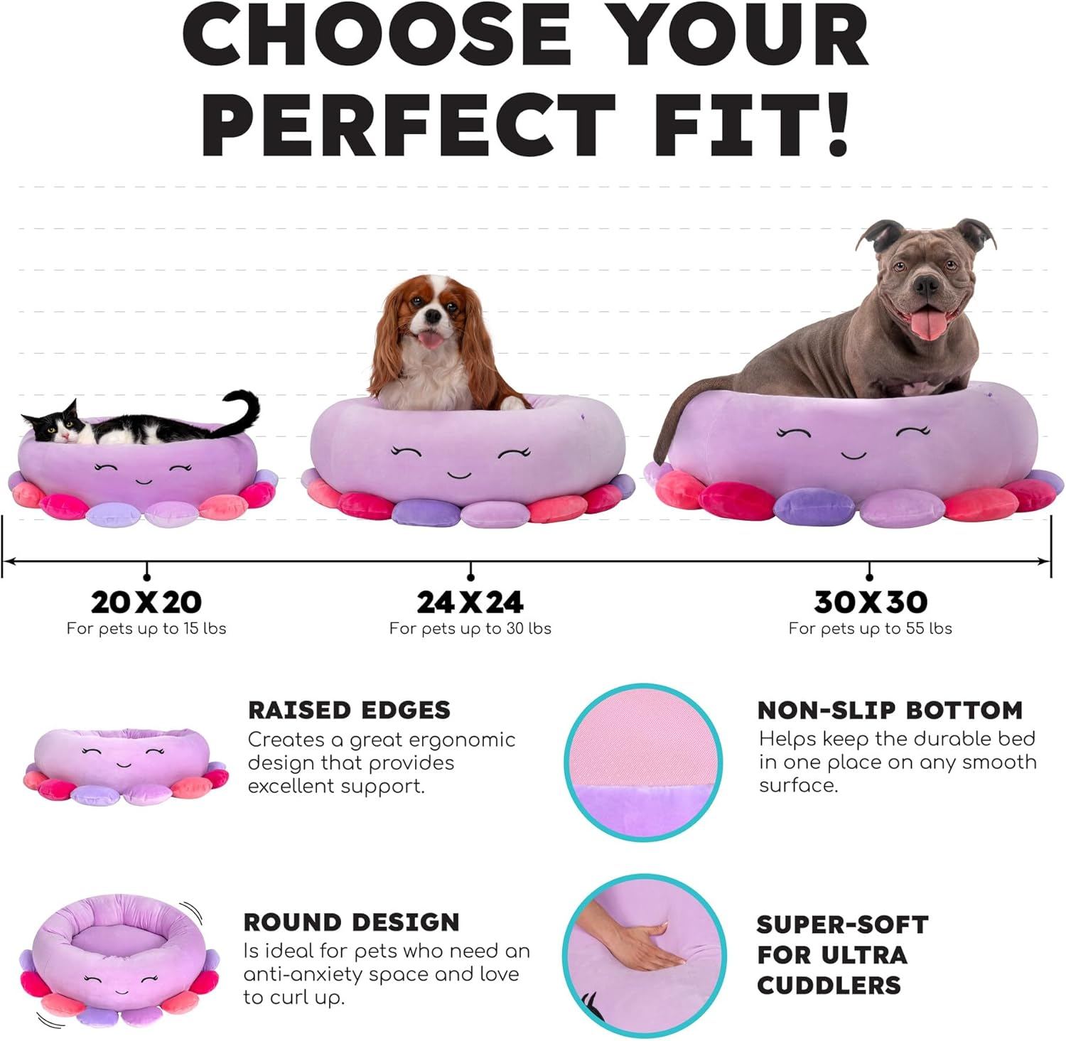 Squishmallows Original 20-Inch Connor The Cow Pet Bed - Small Ultrasoft Offic... - Picture 5 of 13