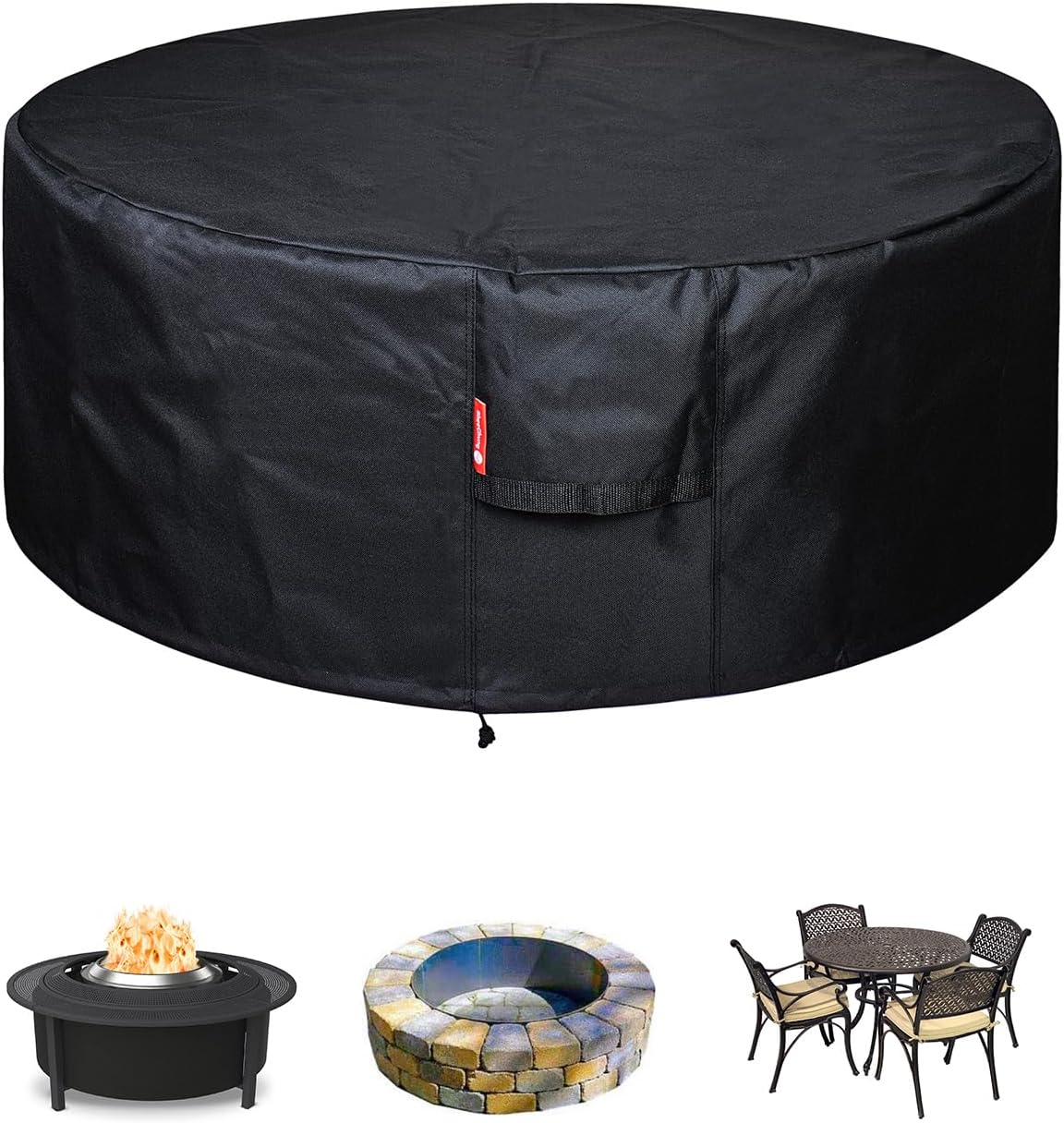 Funda redonda fogata de 60x24 pulgadas impermeable 600D para patio exterior