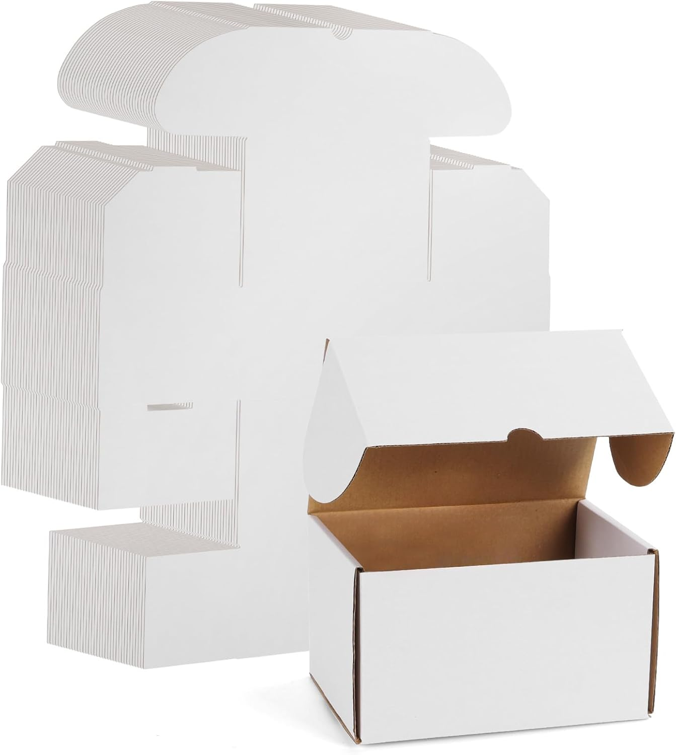 7X5X4 Small Shipping Boxes Set of 40, White Corrugated Cardboard Box Shipping Box for Packaging Small Business, Moving, Mailing