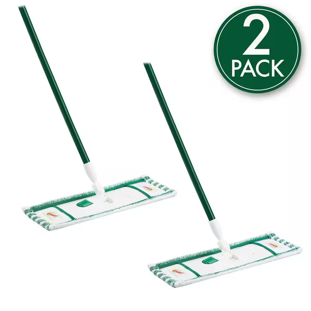 18 In. Microfiber Wet and Dry Flat Mop with 2-Piece Handle (2-Pack)