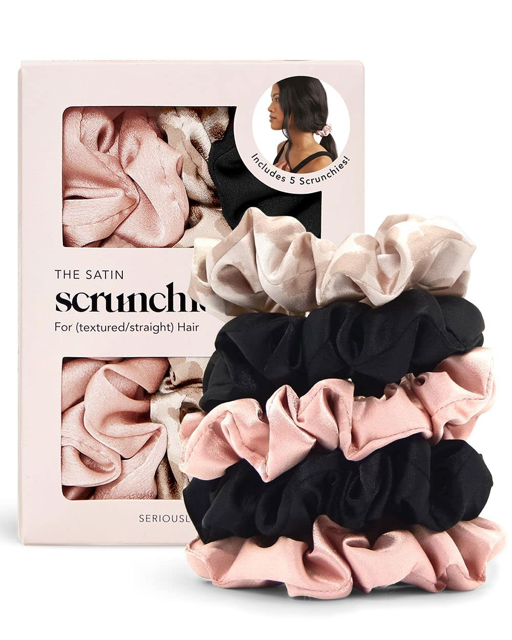 5PCS Assorted Satin Scrunchies for Women
