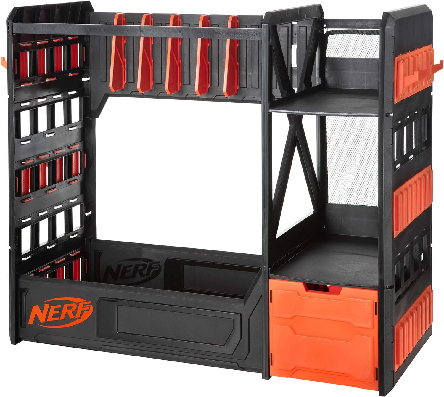 Nerf Elite Blaster Rack - Storage for up to Six Blasters, Including Shelving and Drawers Accessories, Orange and Black - Amazon Exclusive