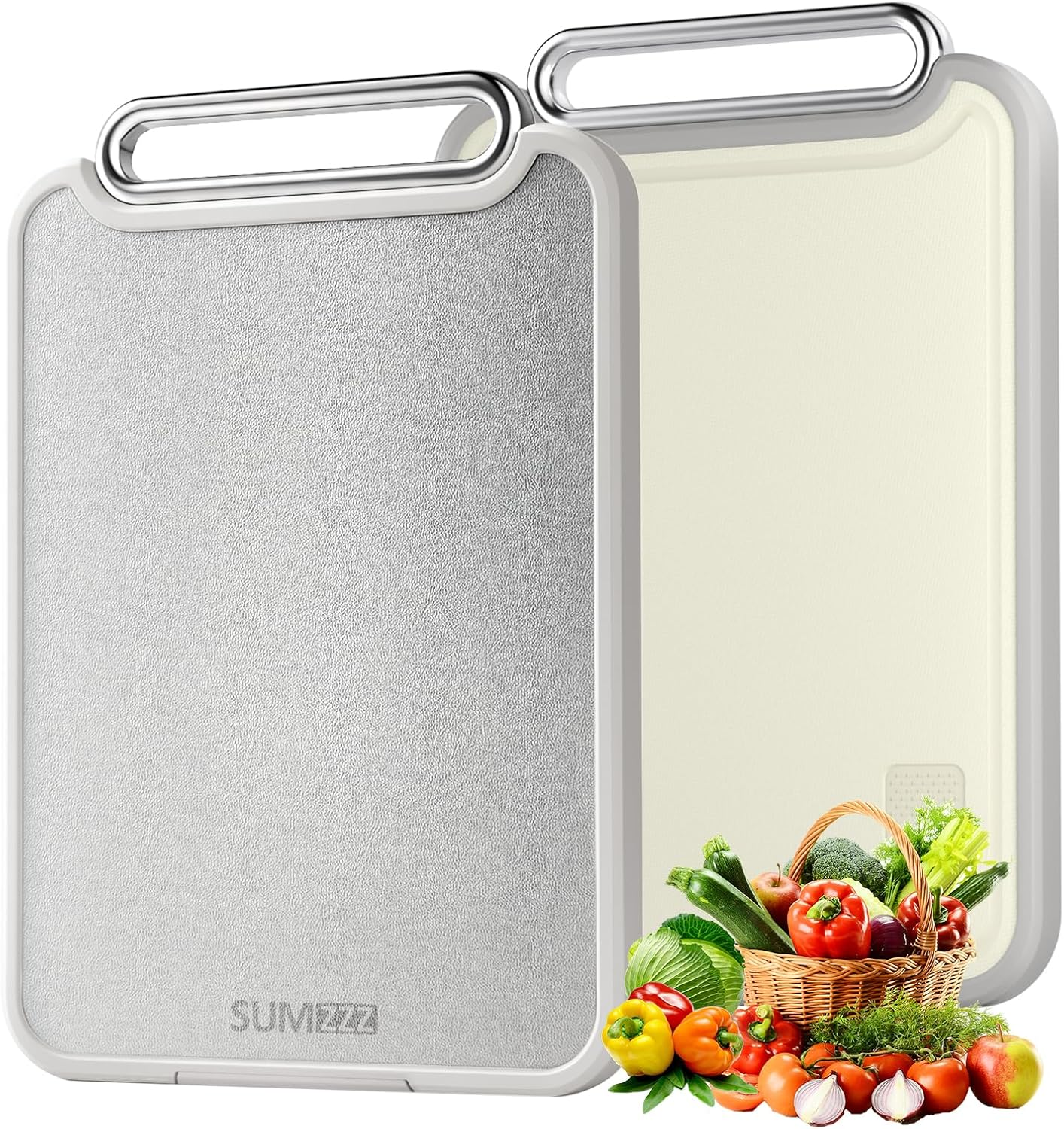 Stainless Steel Cutting Board for Kitchen, 2-In-1 Double-Sided Chopping Board, Dishwasher Safe, Food Grade Stainless Steel/Pp, Easy to Clean, Large Size, Non-Slip, 16"×11"