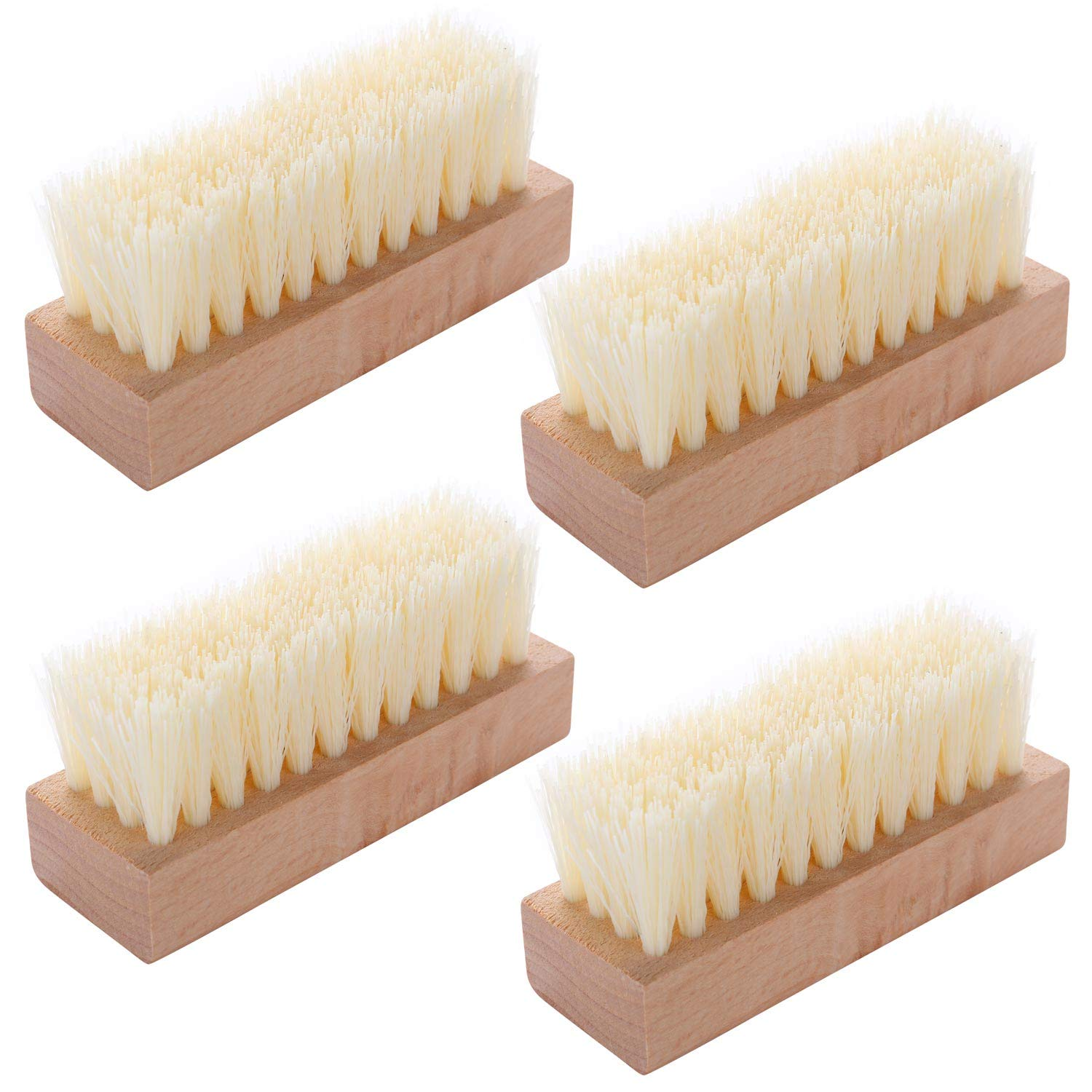 4-Packs Wooden Nail Brush Sturdy, Non-Slip Fingernail Hand Scrub Brush Nail 
