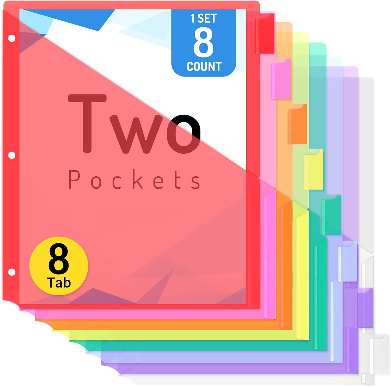 Forvencer 8 Count Dividers with Two Pockets, 8 Tab Binder Dividers for 3 Ring 