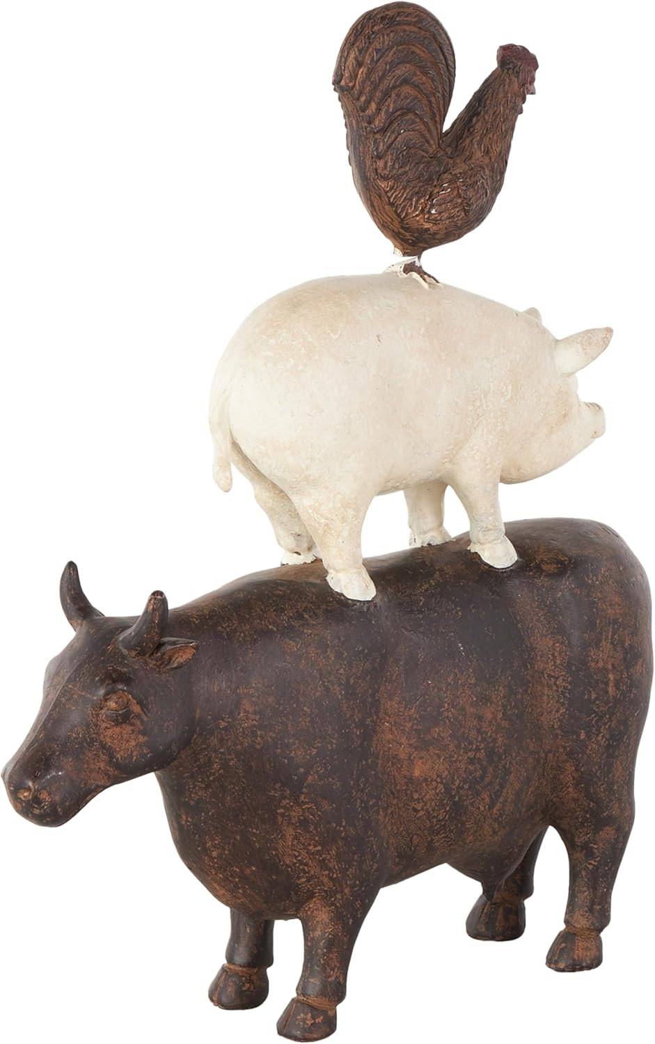 Deco 79 Polystone Farm Animals Decorative Sculpture Stacked Home Decor Statue, Accent Figurine 10