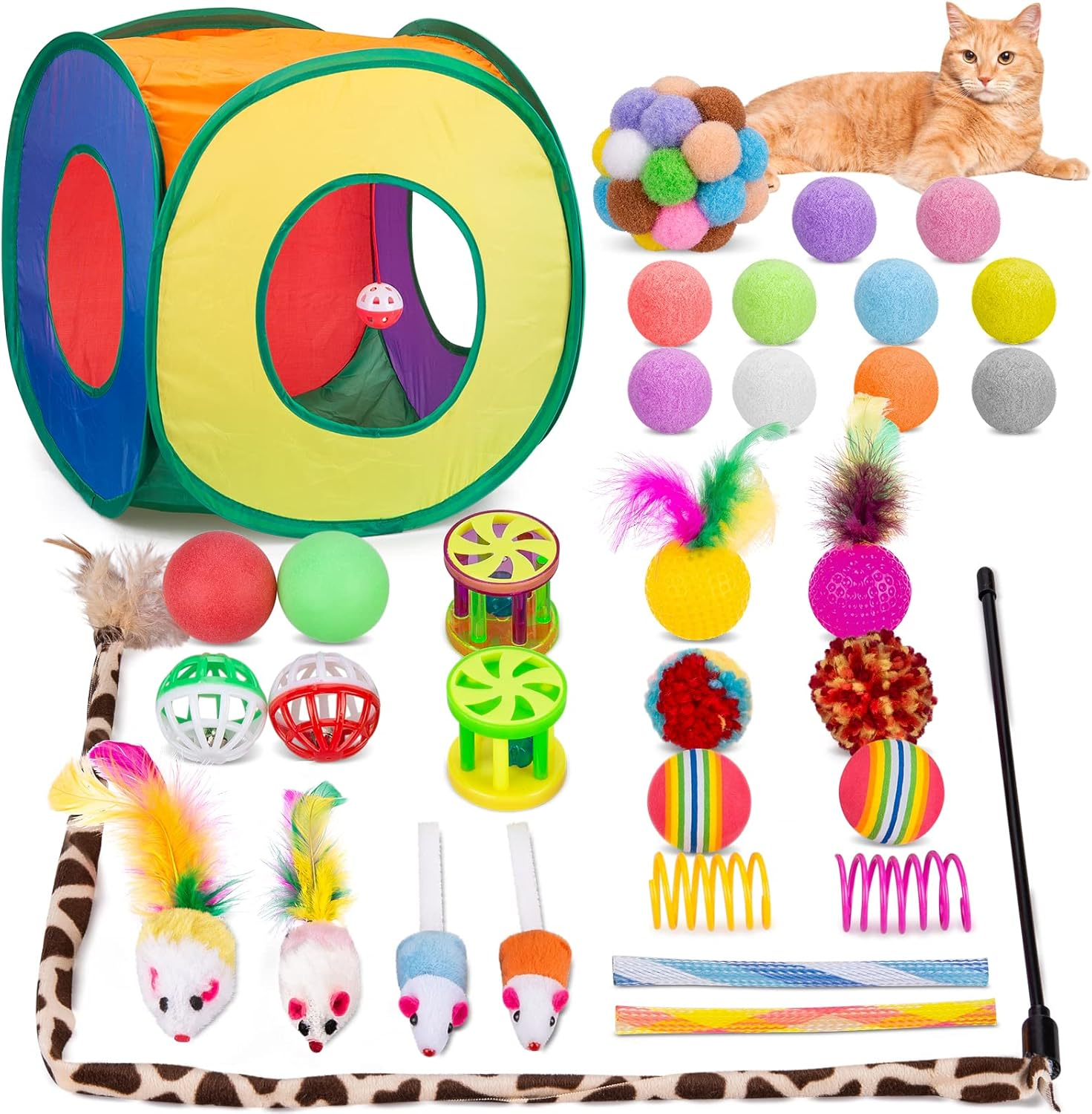 Cat Toys Bundle 33 Pack, Interactive Kitten Toys for Indoor Cats Kitty 