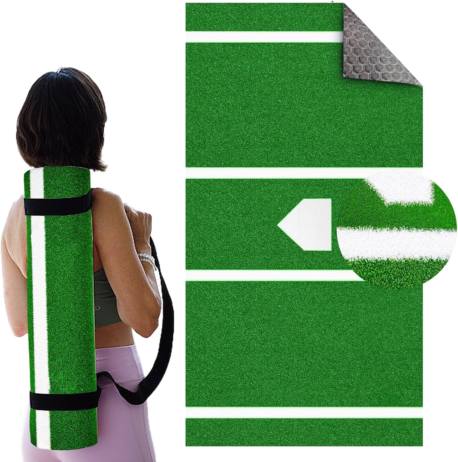 Thickened Upgraded Version Baseball Hitting Mat 10 X 3.8/12 X 5 FT Exercise Mat Softball Training Batting Cage Turf Batters Box Turf Mats with Home Plate Anti-Slip Baseball Softball Cage Mat