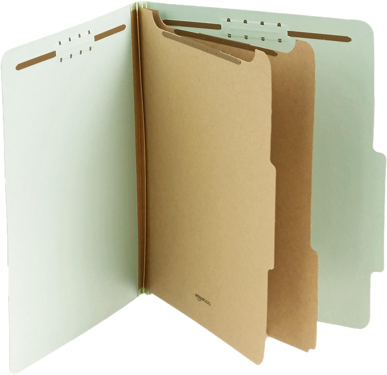 Basics Sturdy 10-Pack Letter Size Pressboard Classification File Folders with Fasteners, Dividers, 2” Expansion, 11.97 X 10.55 Inch, Green