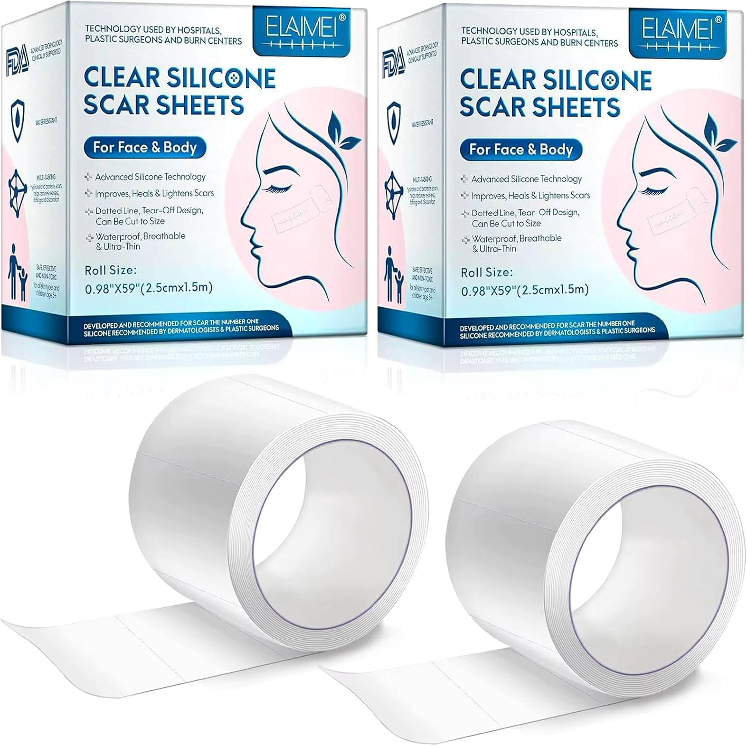 Silicone Scar Sheets, Professional Scar Tape(2.5 x 150cm Roll-1.5M), Reusable... - Picture 9 of 15