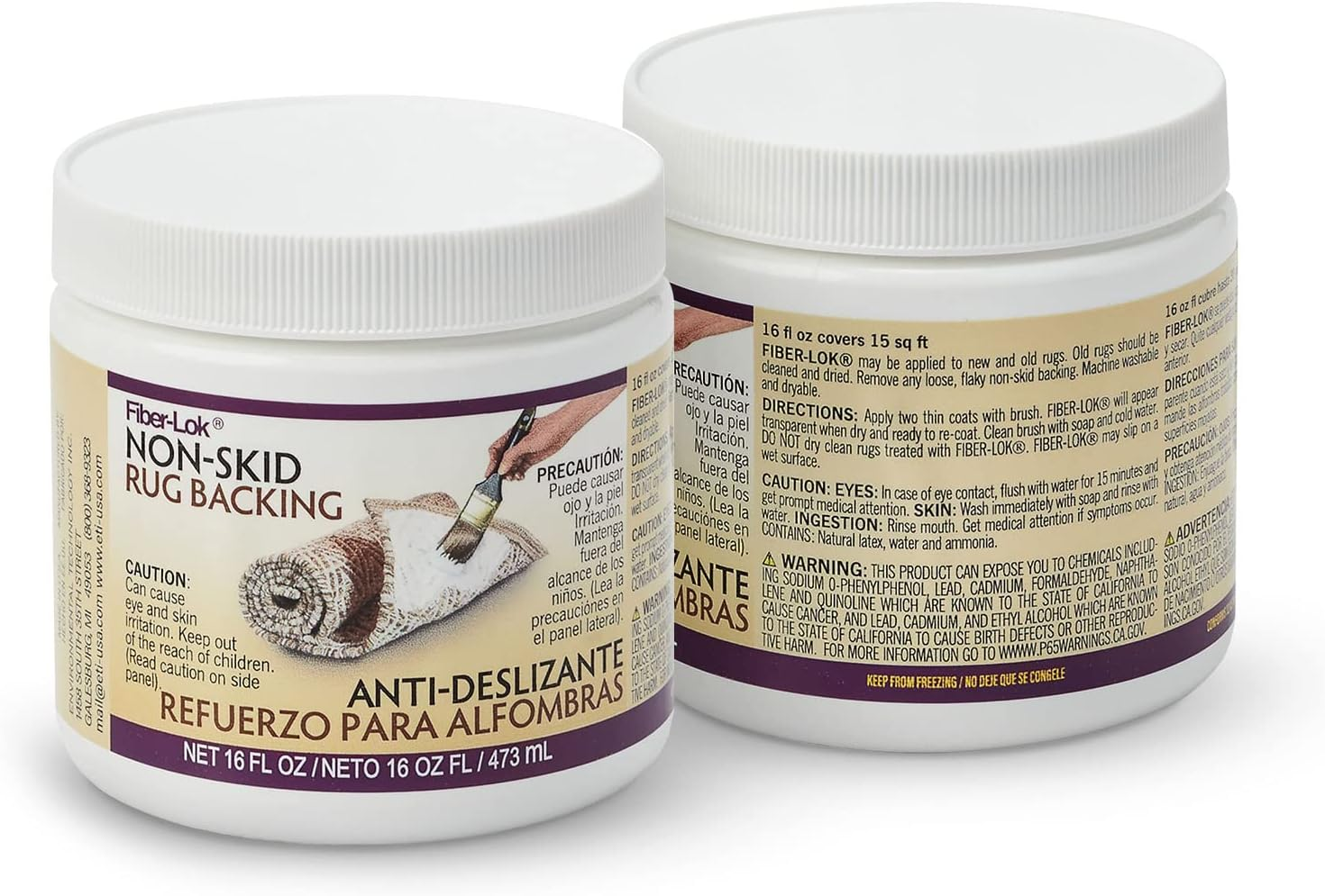 Fiber-Lok Non-Skid Backing (16 Oz) Anti-Slip Natural Rubber Coating for Kitchen Rugs, Hardwood Floor Mats, Slippers, Runners, Carpets |Non-Stain Machine-Washable Area Grippers