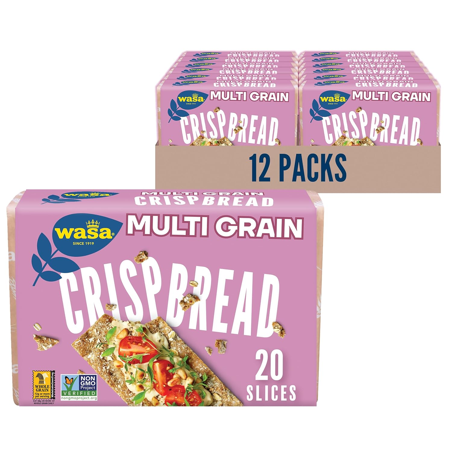 Multi Grain Crispbread, 9.7 Oz (Pack of 12), Multigrain Crackers, Non-Gmo Ingredients, Fat Free