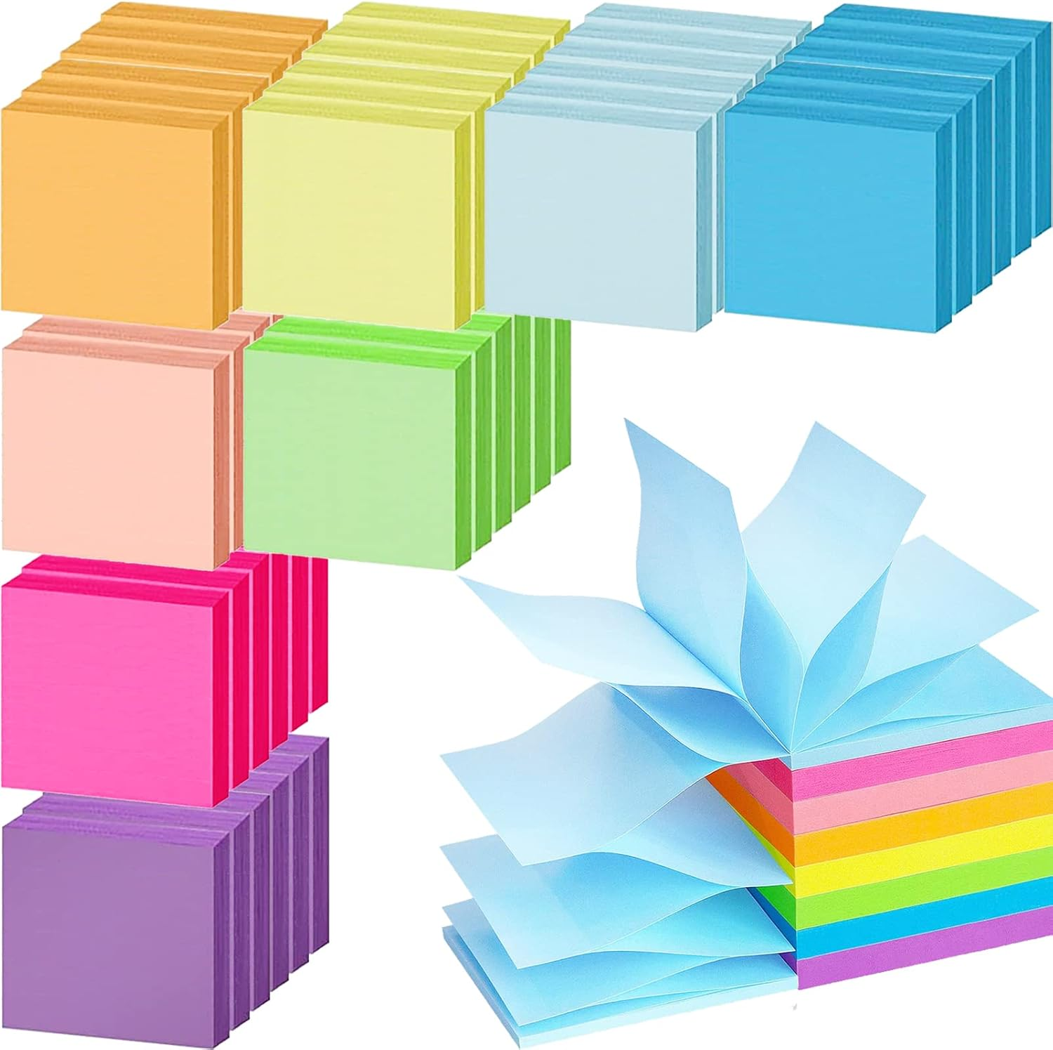 Fan-Folded Self-Stick Pop-Up Notes, 3 X 3, 4 Assorted Pastel, 100-Sheet, 12/pk - Universal UNV35619 - View #9