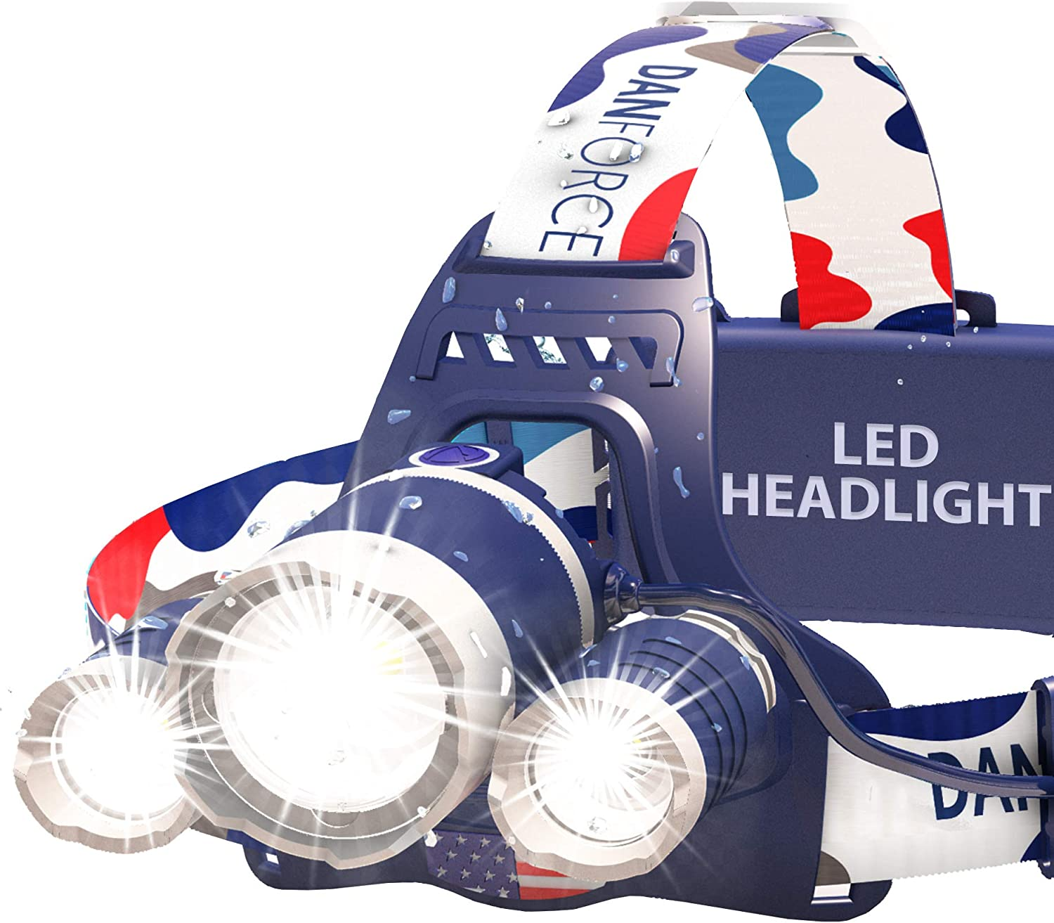 Headlamp. USB Rechargeable LED Head Lamp. Ultra Bright LUMINUS 1080 Lumen Head Flashlight + Red Light. Headlamps for Adults, Camping, Outdoors & Hard Hat Work. Zoomable IPX54 Headlight