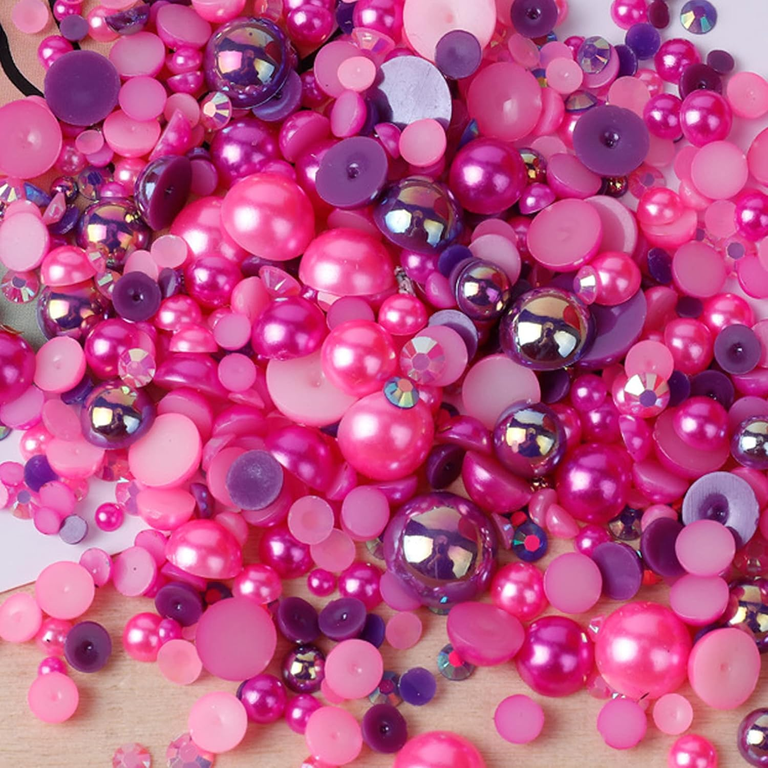 1100PCS Mixed Size 3Mm-10Mm AB Color Resin Rhinestones Half Pearls for Crafts, 30G Half round Flatback Pearls Rhinestones for Nail Face Art Crafts