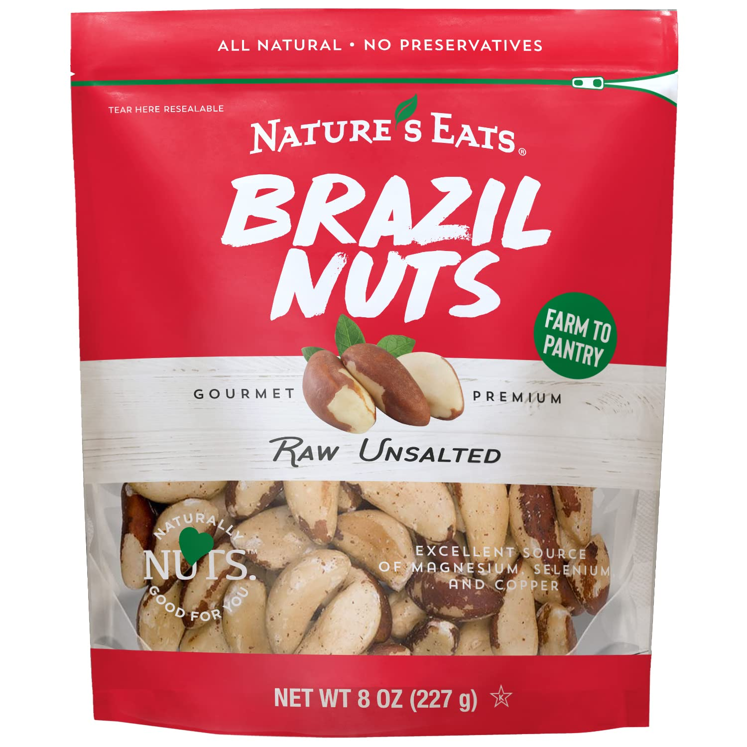 Organic Raw Brazil Nuts Whole Unsalted Superfood Snack 8oz Heart Healthy