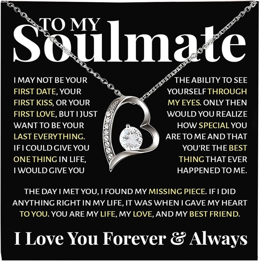Soulmate Necklace for Her Anniversary Pendant Gifts for Wife Her Christmas Ideas