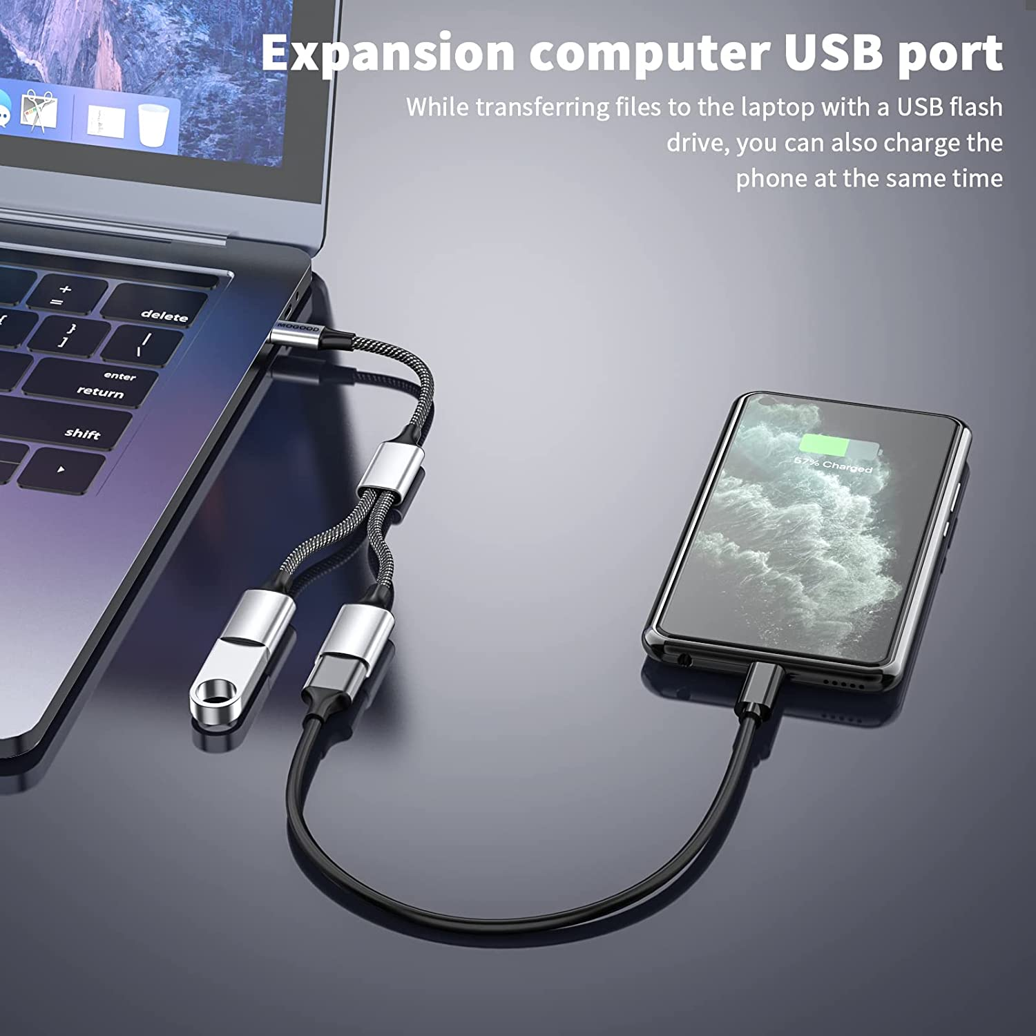 USB C to Dual USB Female Adapter Type C to Dual USB Splitter USB c to Double ... - Picture 4 of 15