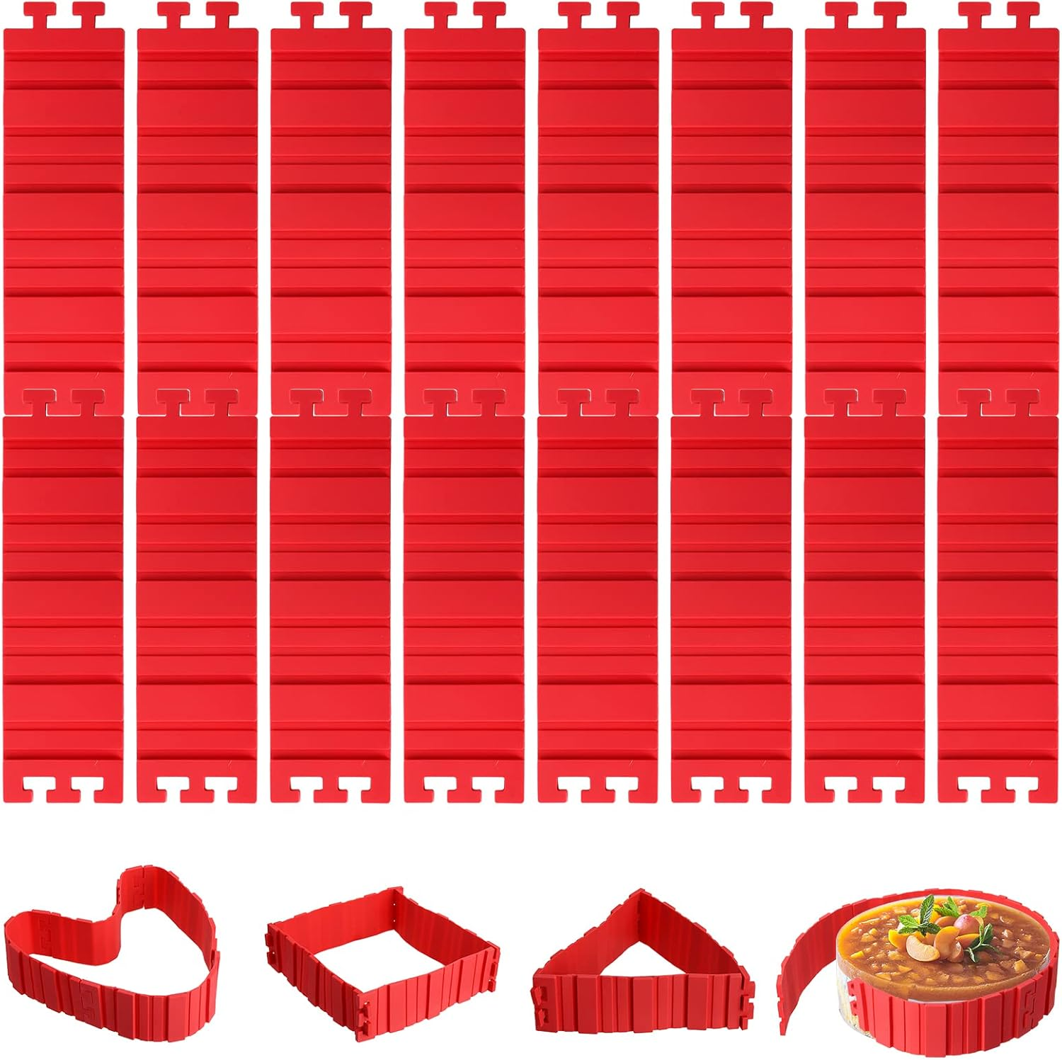 16 Pack Silicone Cake Mold Magic Bake Snake, Silicone Cake Shapers for DIY round Rectangular Heart Shape Cake Dessert, Ice Barrier for Tie Dye
