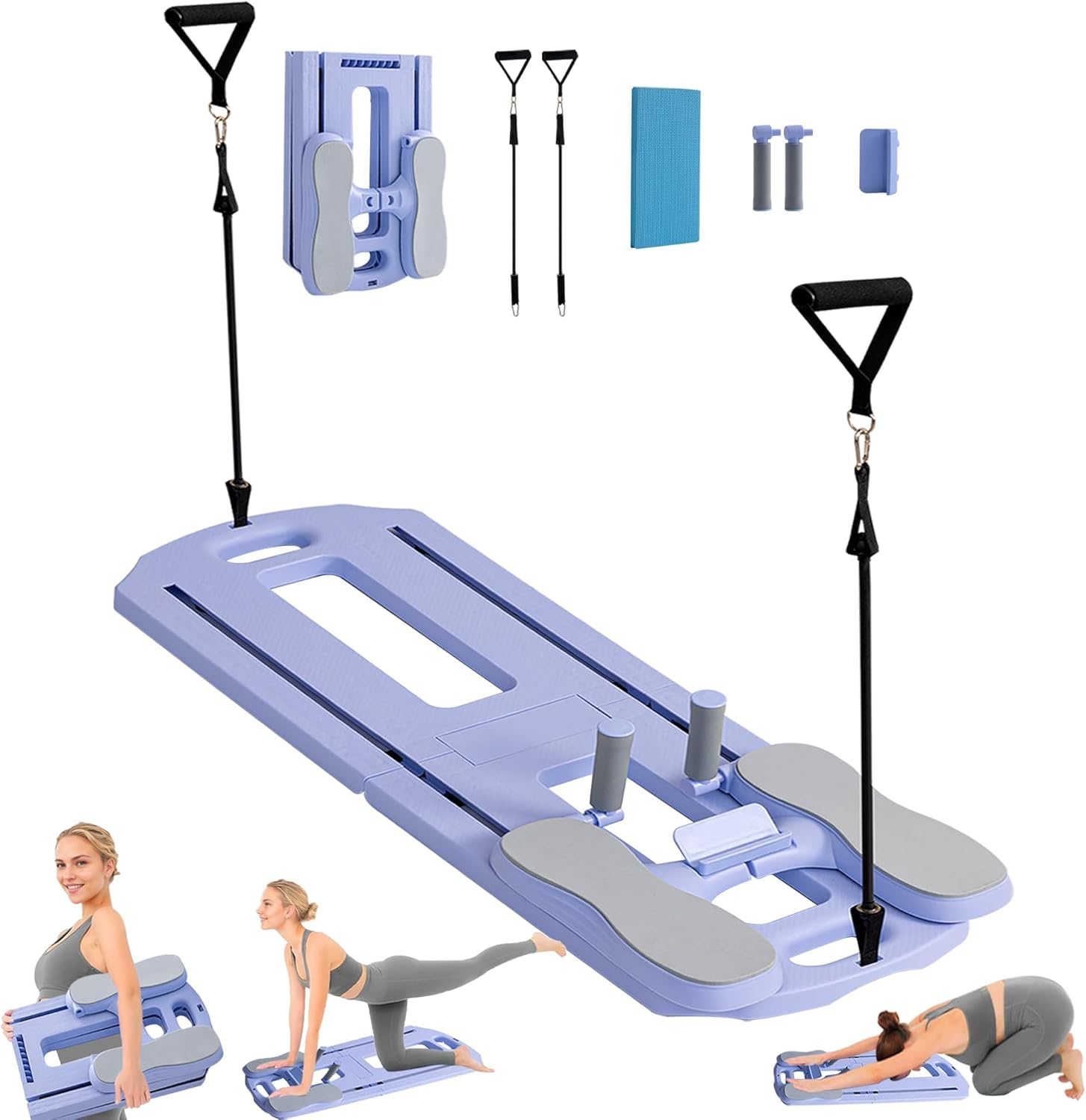 5-in-1 Pilates Reformer Board Foldable Home Workout Portable Purple