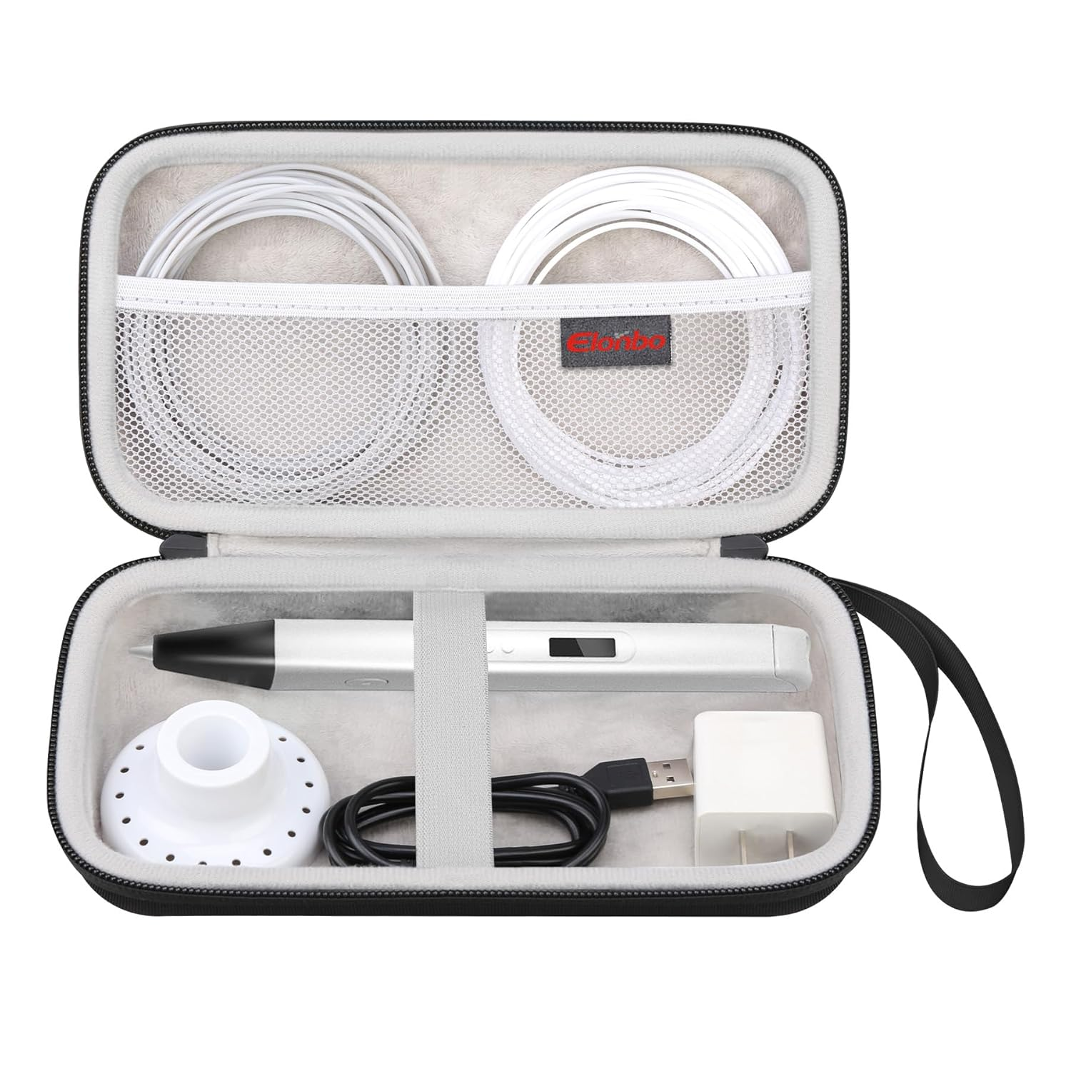 3D Pen Carrying Case for MYNT3D Professional Printing 3D Pen with OLED Display, Extra Mesh Pocket Fits ABS Plastic Filament, A/C Adapter, Black+Grey (Case Only! MYNT3D Not Included)