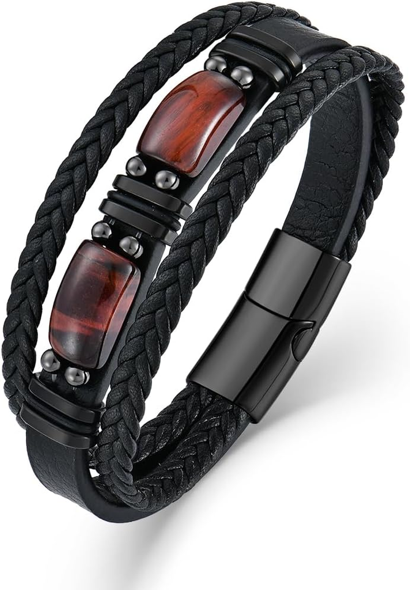 Pulsera de cuero para hombre Protección natural del ojo de tigre
